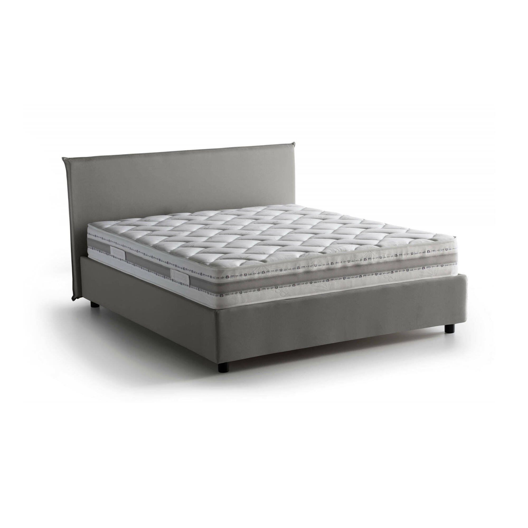 Lit Double En Tissu Gris 140x190 Cm