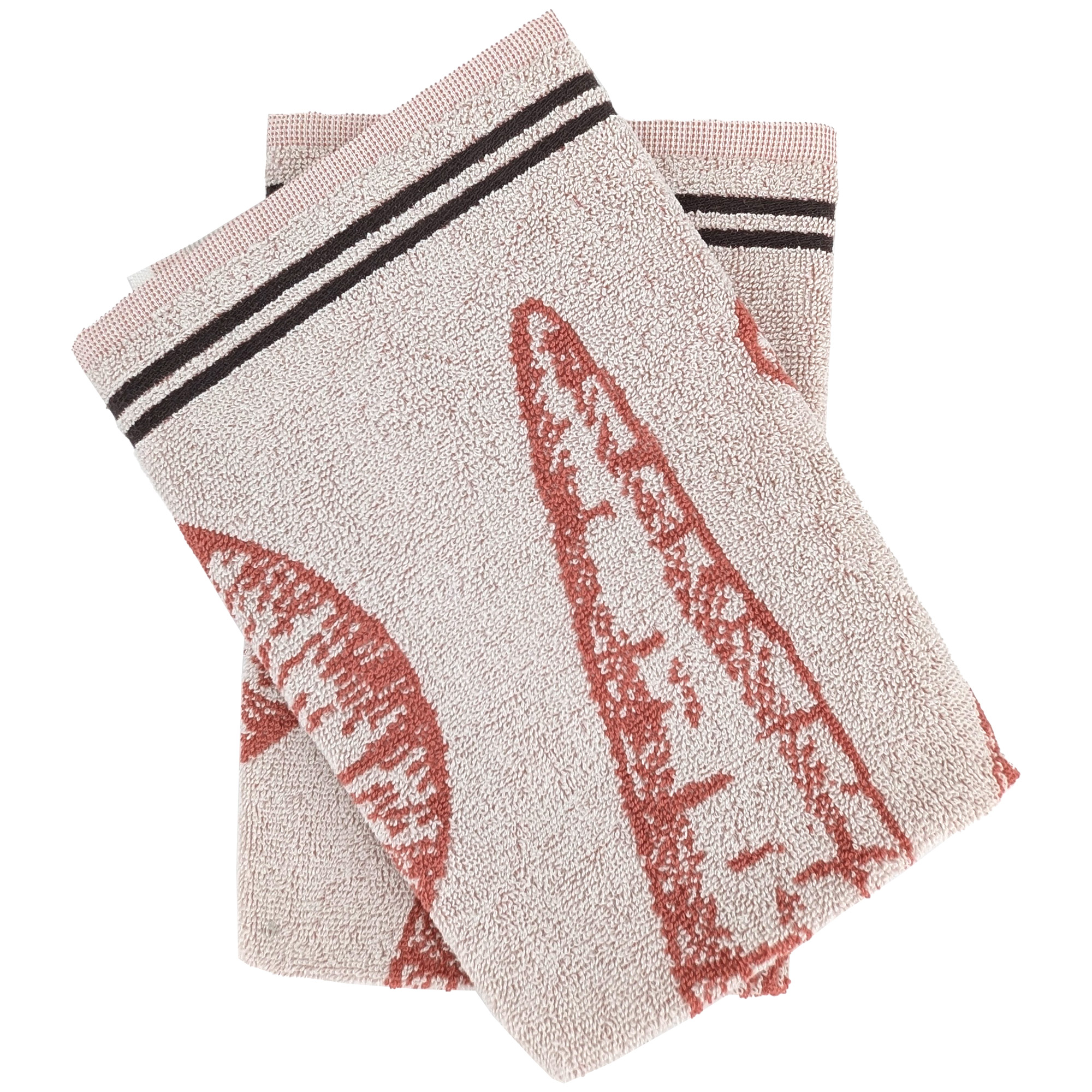 Lot De 2 Torchons De Cuisine Éponge Veg 50x50 Cm Rouge Brique