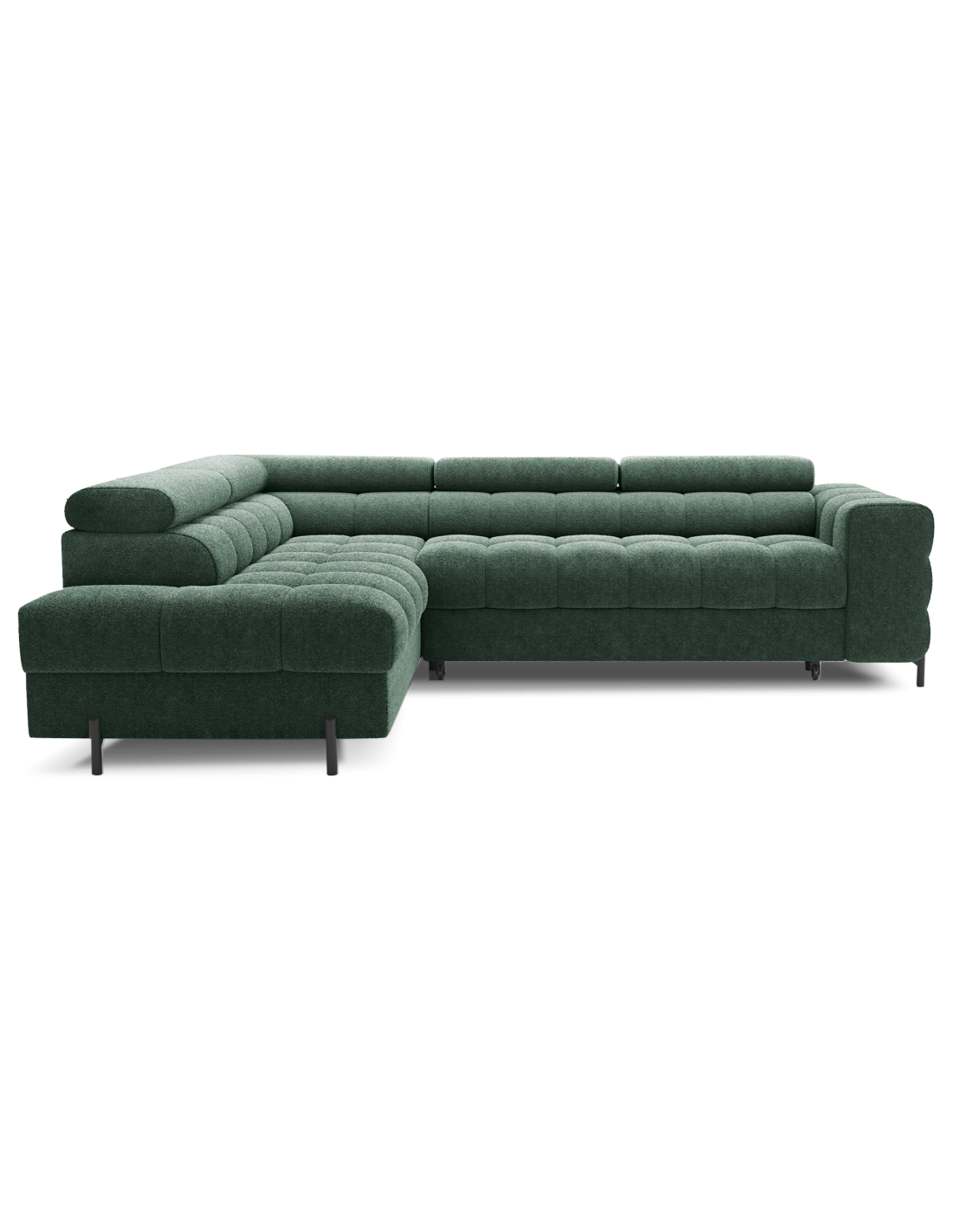 Canapé D'Angle Gauche Convertible Vert Foncé 5 Places Ferrum Style Industriel 276x93x200cm