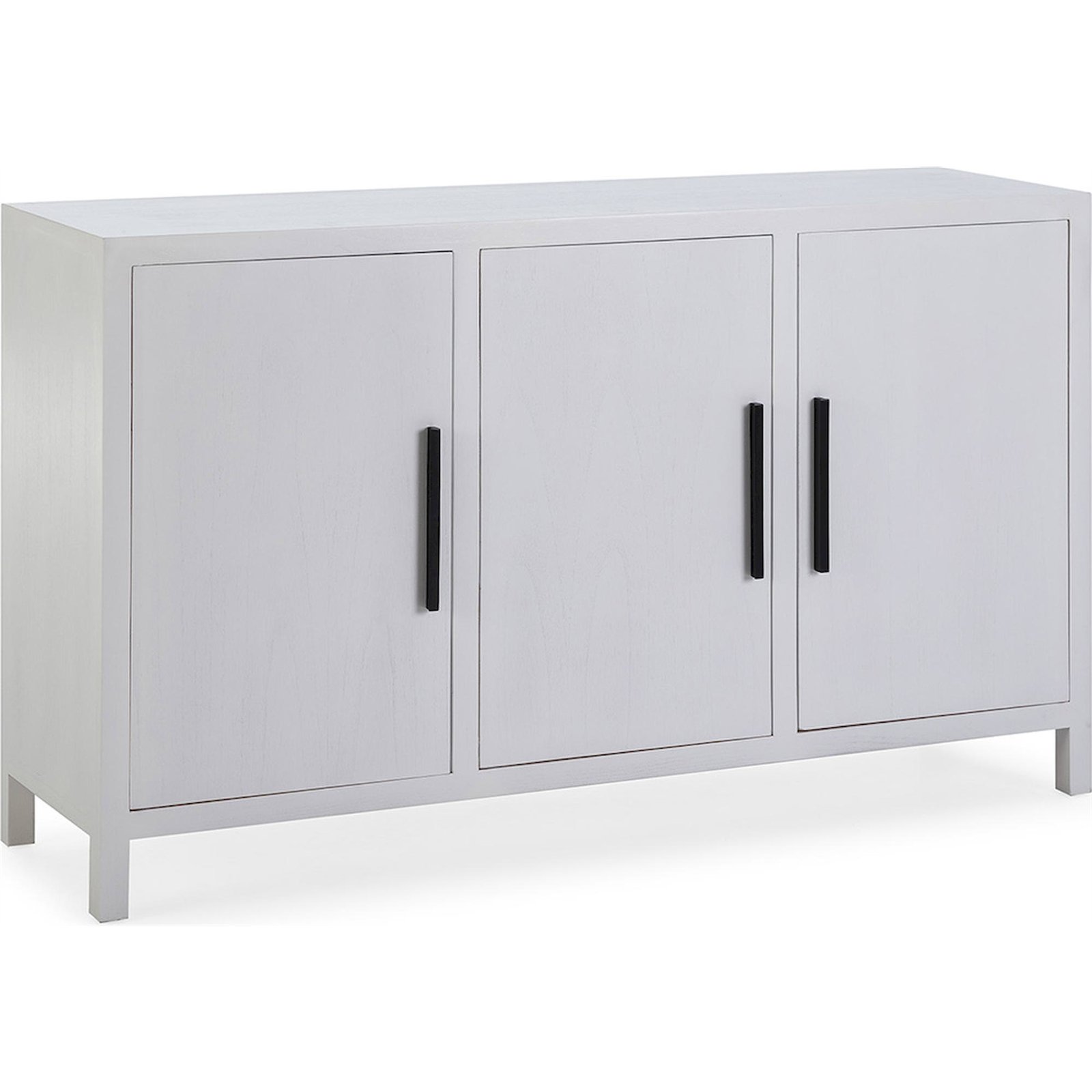 Buffet Bois De Cèdre Blanc Et Métal Noir Design Épuré - Blanc Mat Poignées Noires