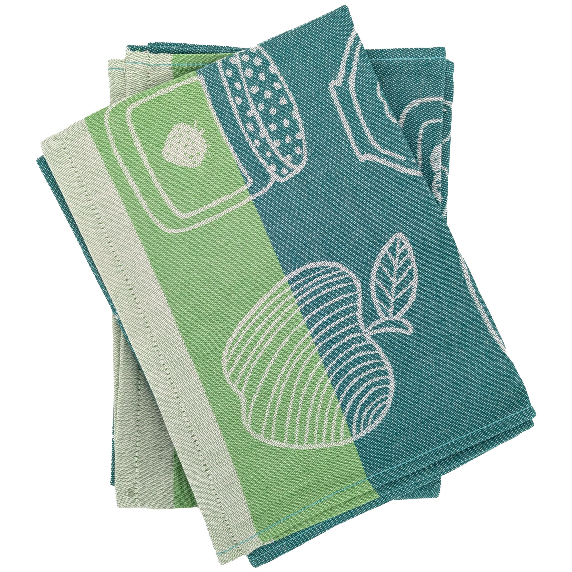 Lot De 2 Torchons De Cuisine Toile Fruitful 50x70 Cm Vert Menthe