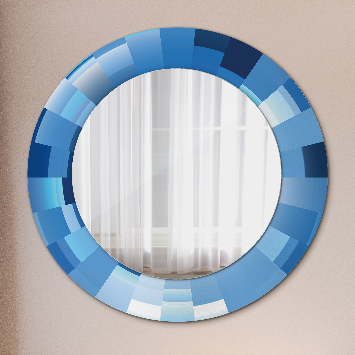 Miroir Mural Rond Décoratif Orange Dans Le Cadre 50x36 Cm