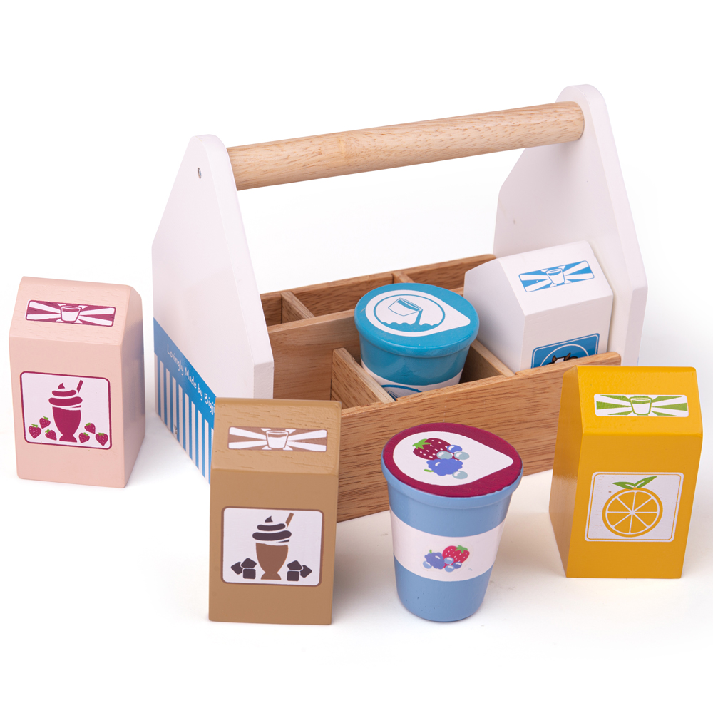 Bigjigs Toys, Caisse De Produits Laitiers En Bois, Adaptée Aux ges Dès 18 Mois