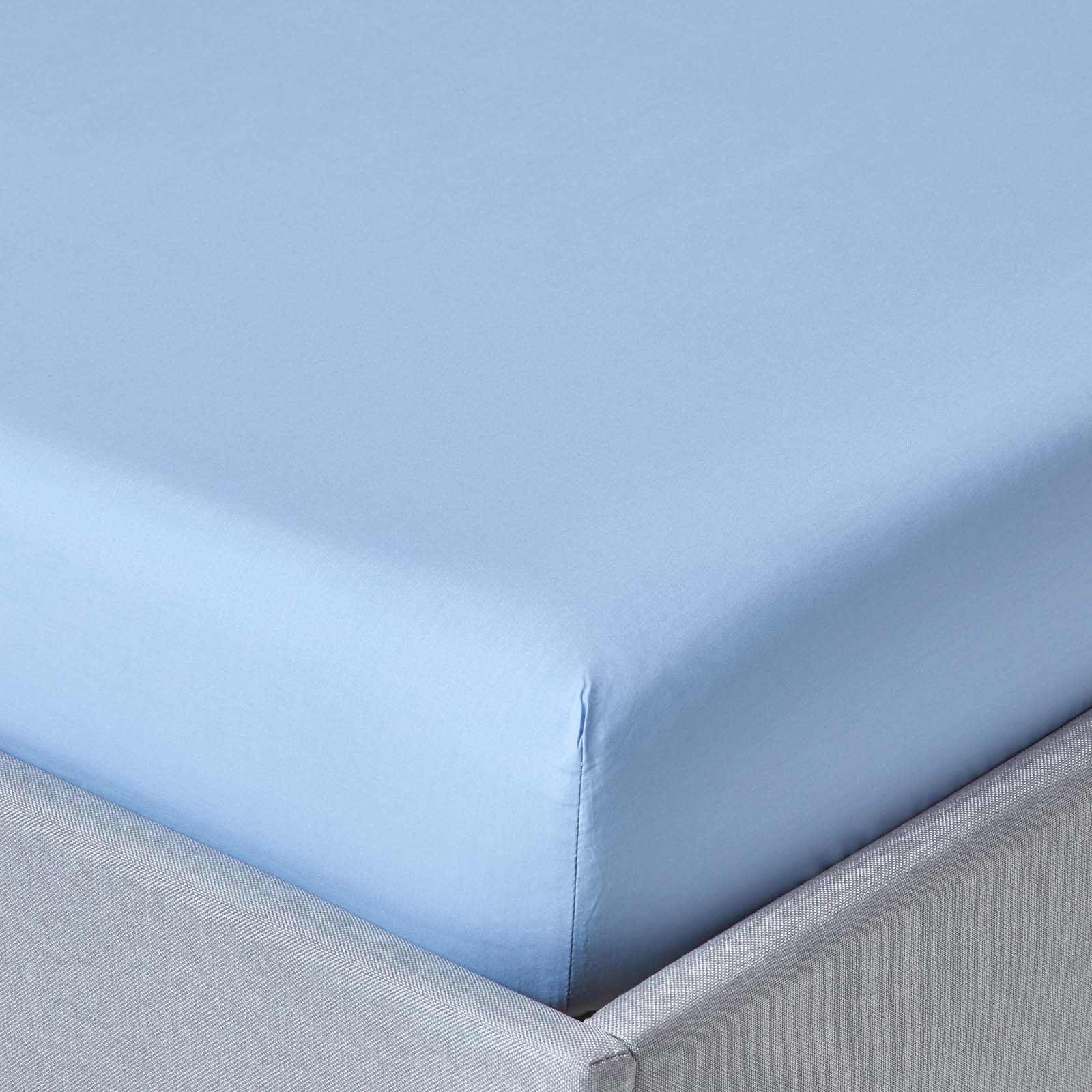 Drap-housse 46cm 180x200cm Bleu Coton Égyptien 200tc Homescapes