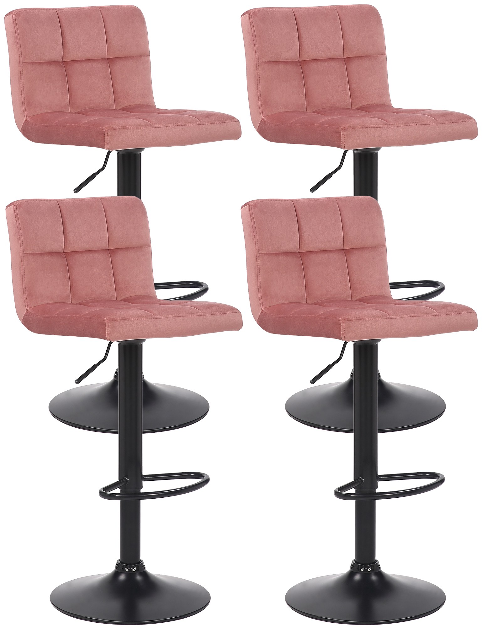 Lot De 4 Tabourets De Bar Feni Velours Rose