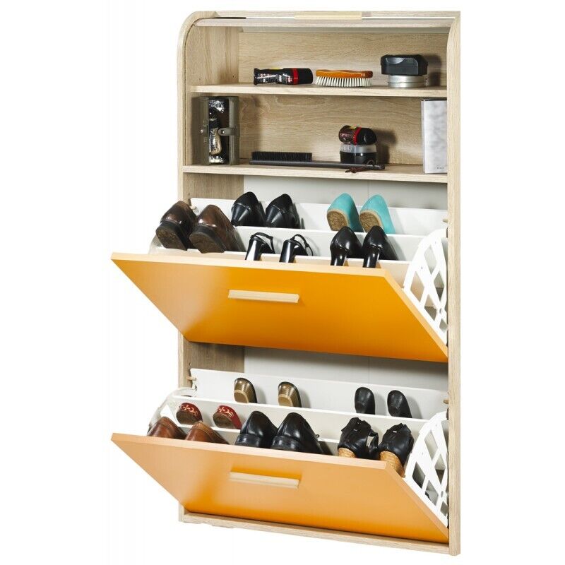 Meuble À Chaussures Beaux Meubles Pas Chers 18 Paires Orange Panneaux De Particules