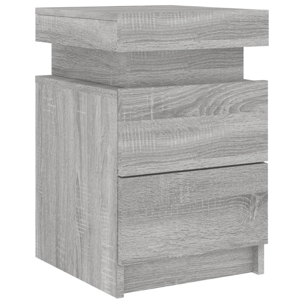 Table De Chevet Avec Lumières Led Et Tiroirs 35 X 39 X 55 Cm Dec033198