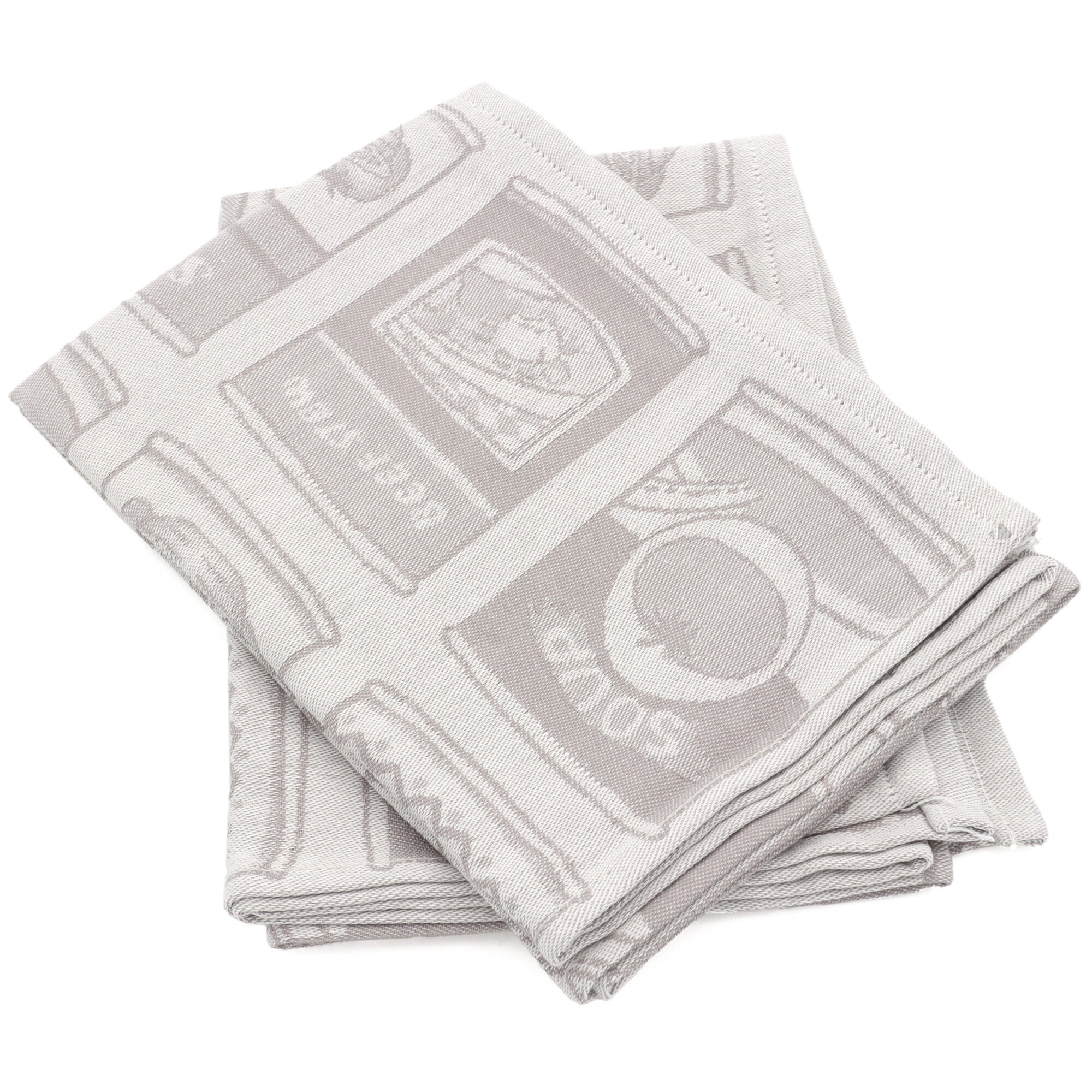 Lot De 2 Torchons De Cuisine Toile 50x70 Cm Coton Soup Gris