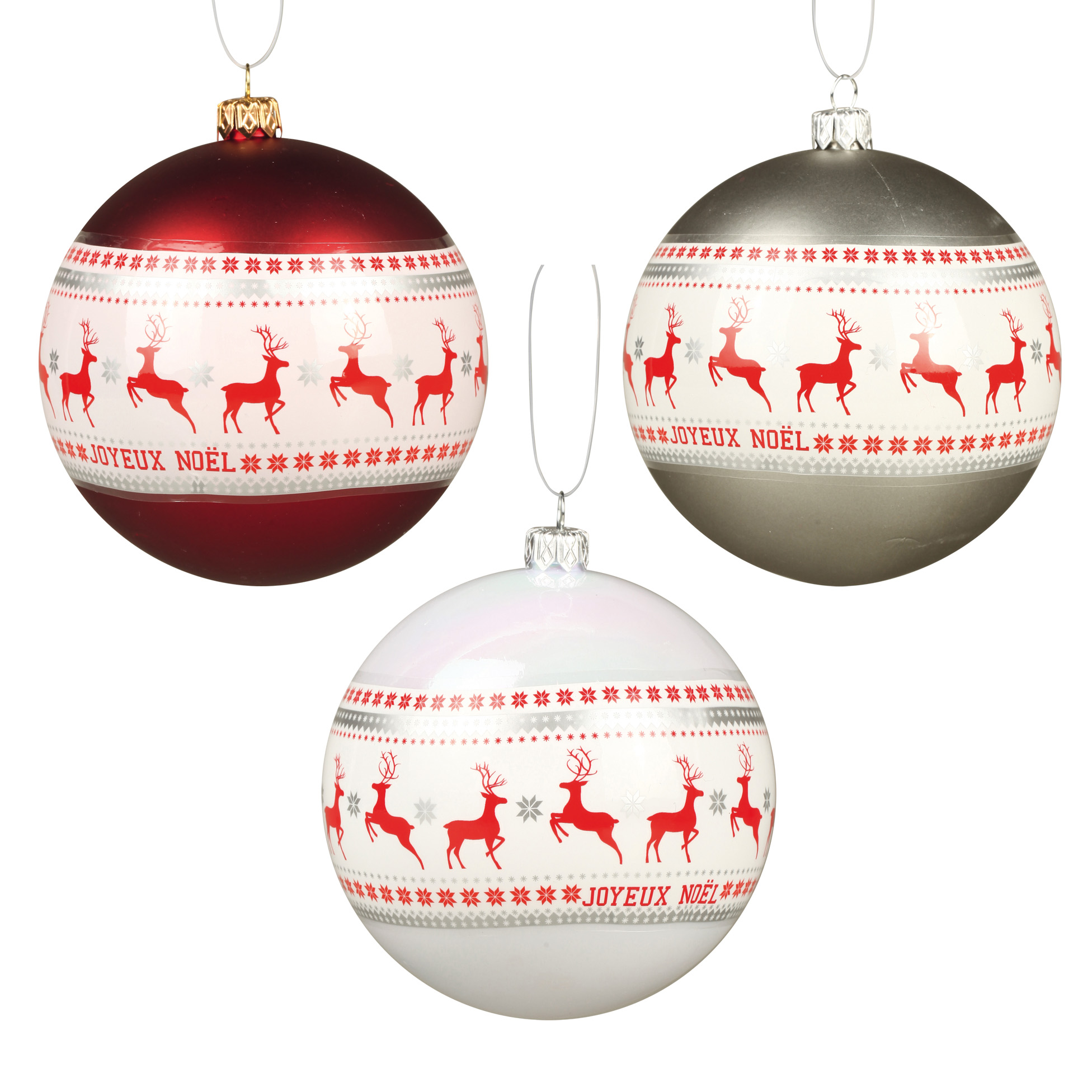 Set De 3 Boules Rennes De Noel
