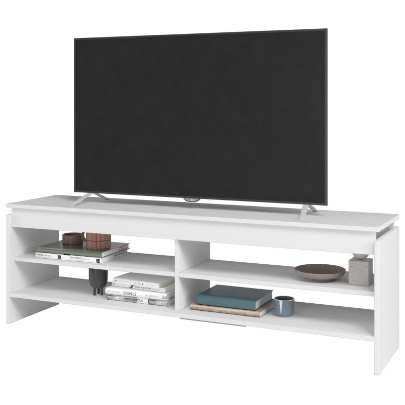 Meuble Tv Beaux Meubles Pas Chers Float 65 Pouces 5 Niches Blanc Mélaminé