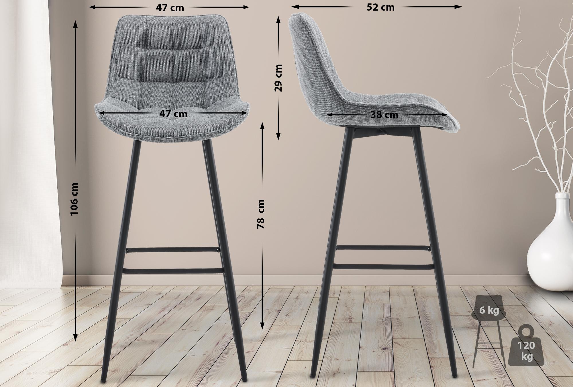 Tabouret De Bar Tissu Dartford Gris