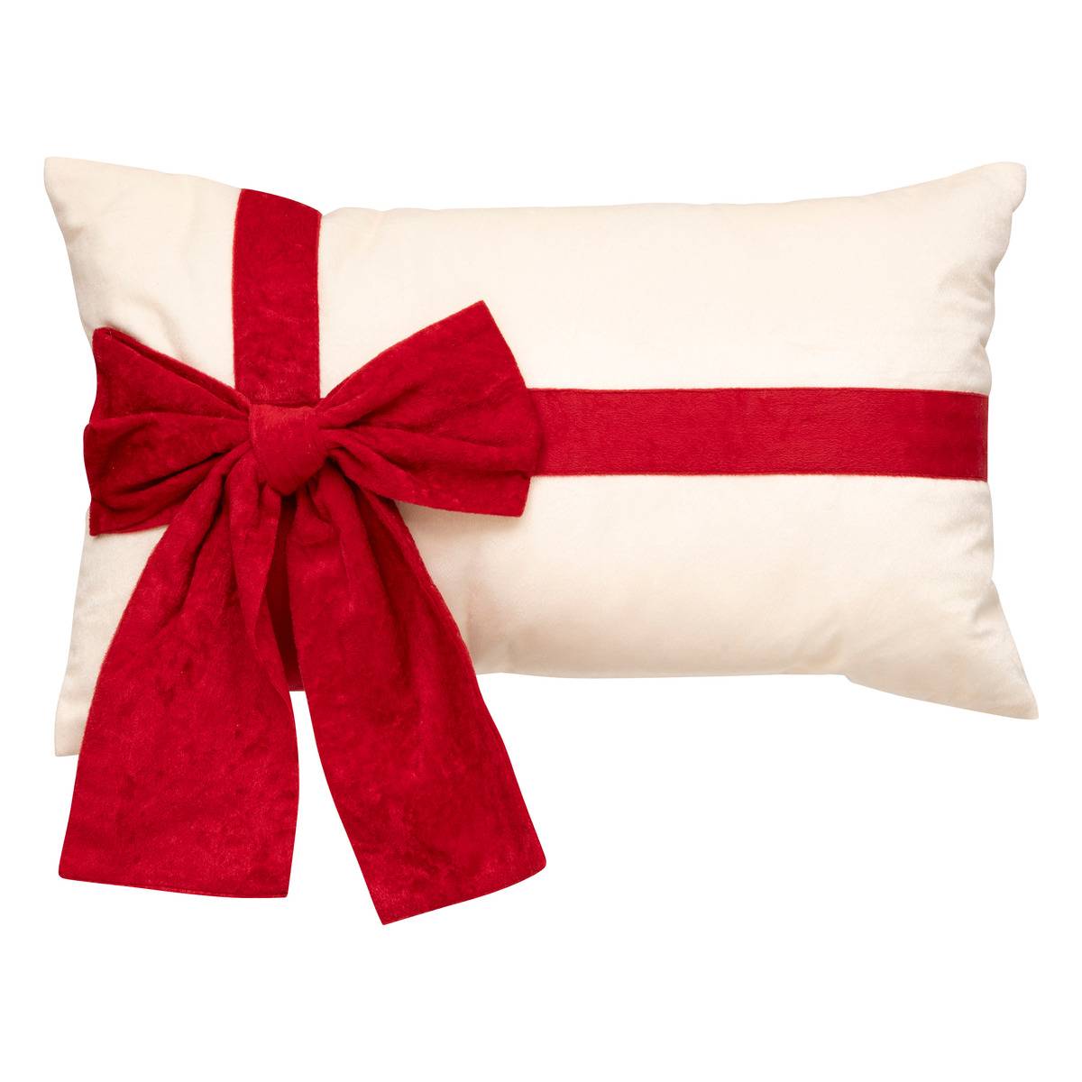 Coussin Nœud En Velours Crème 30 X 50 Cm - Feeric Lights & Christmas