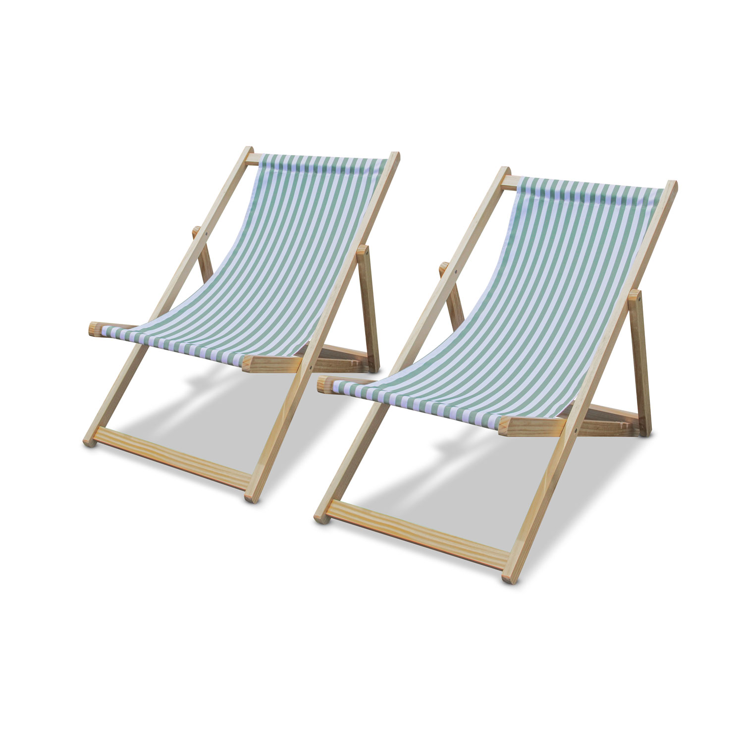 Tamigi - Set De 2 Chaises Longues En Bois Massif Et Textilène