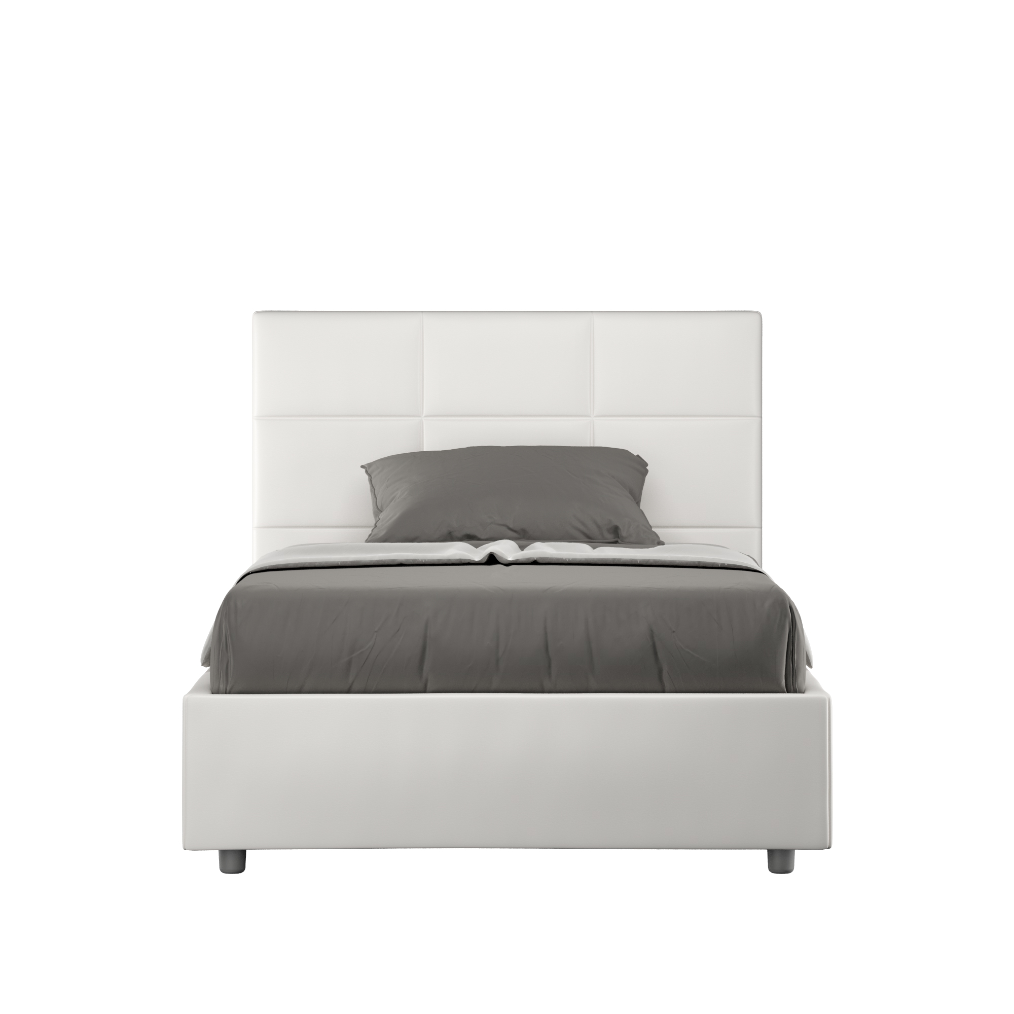Lit 1 Place Et Demi Sans Sommier Rembourré 120x210 Similicuir Blanc Mika