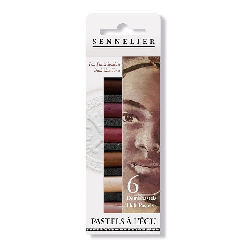 Etui Pastels 'a L'écu' - 6 Demi-pastels - Portrait Teintes Foncées
