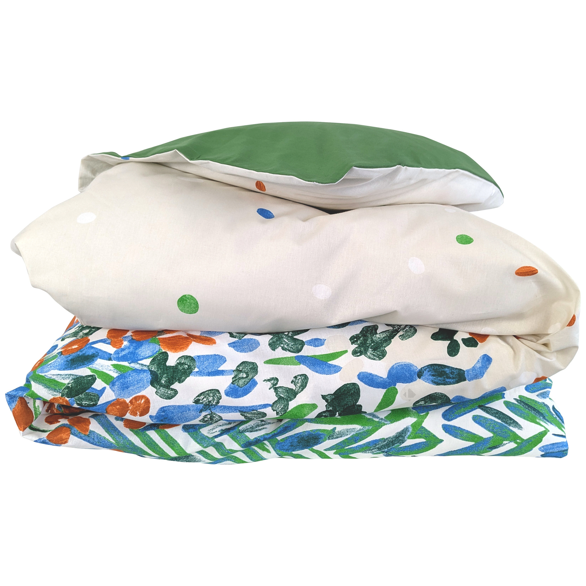 Housse De Couette 300x240 Cm En Coton Évasion Blanc Vert