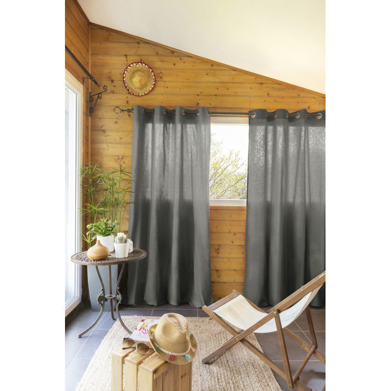 Lot De 2 Rideaux D'Ameublement "kala" En Coton 140 X 260 Cm L'Effet Papillon - Kala Granit - 2 Panneaux 140 X 240 Cm