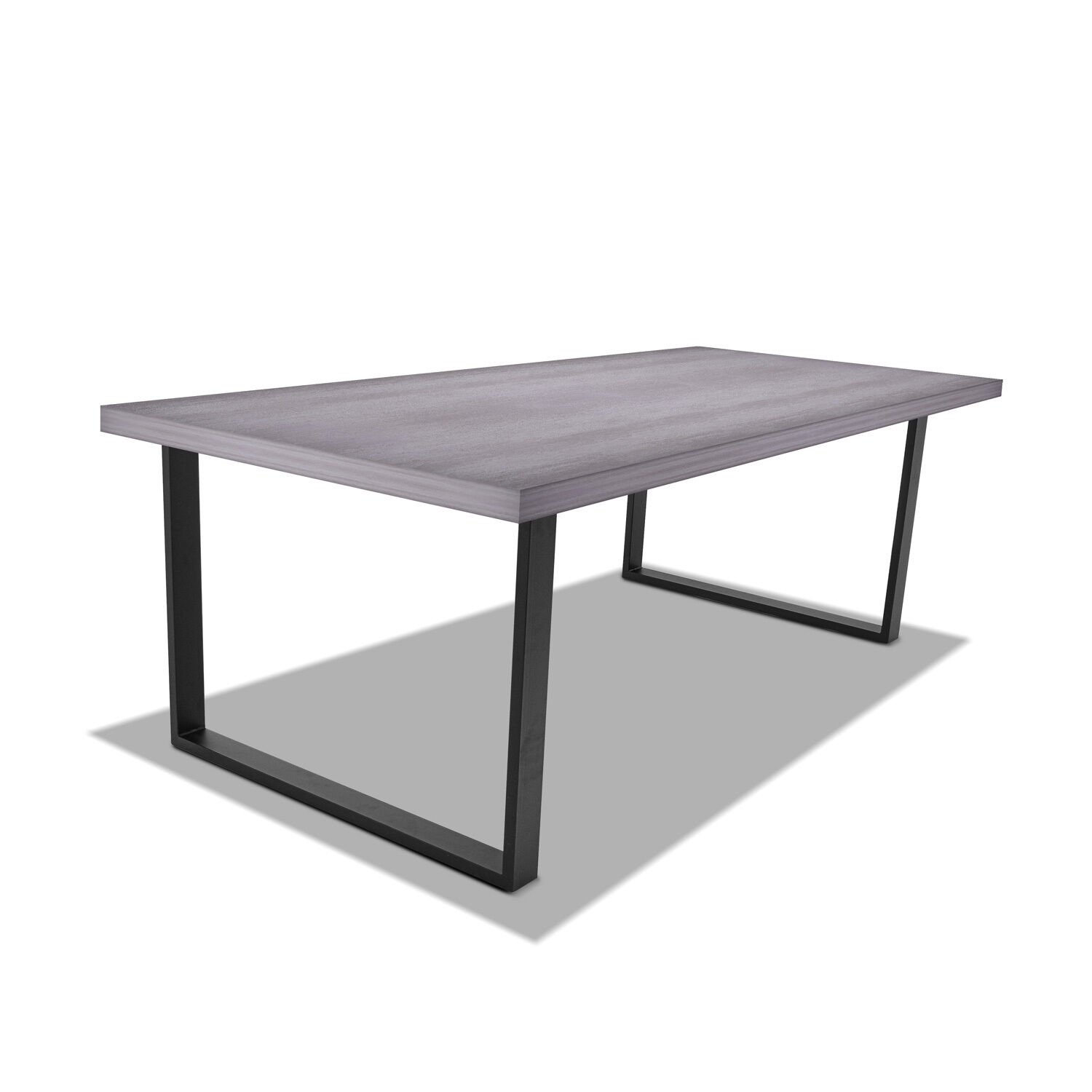 Table De Salle À Manger En Bois Et Métal - Pieds Noirs Carrés - 220x100 Cm
