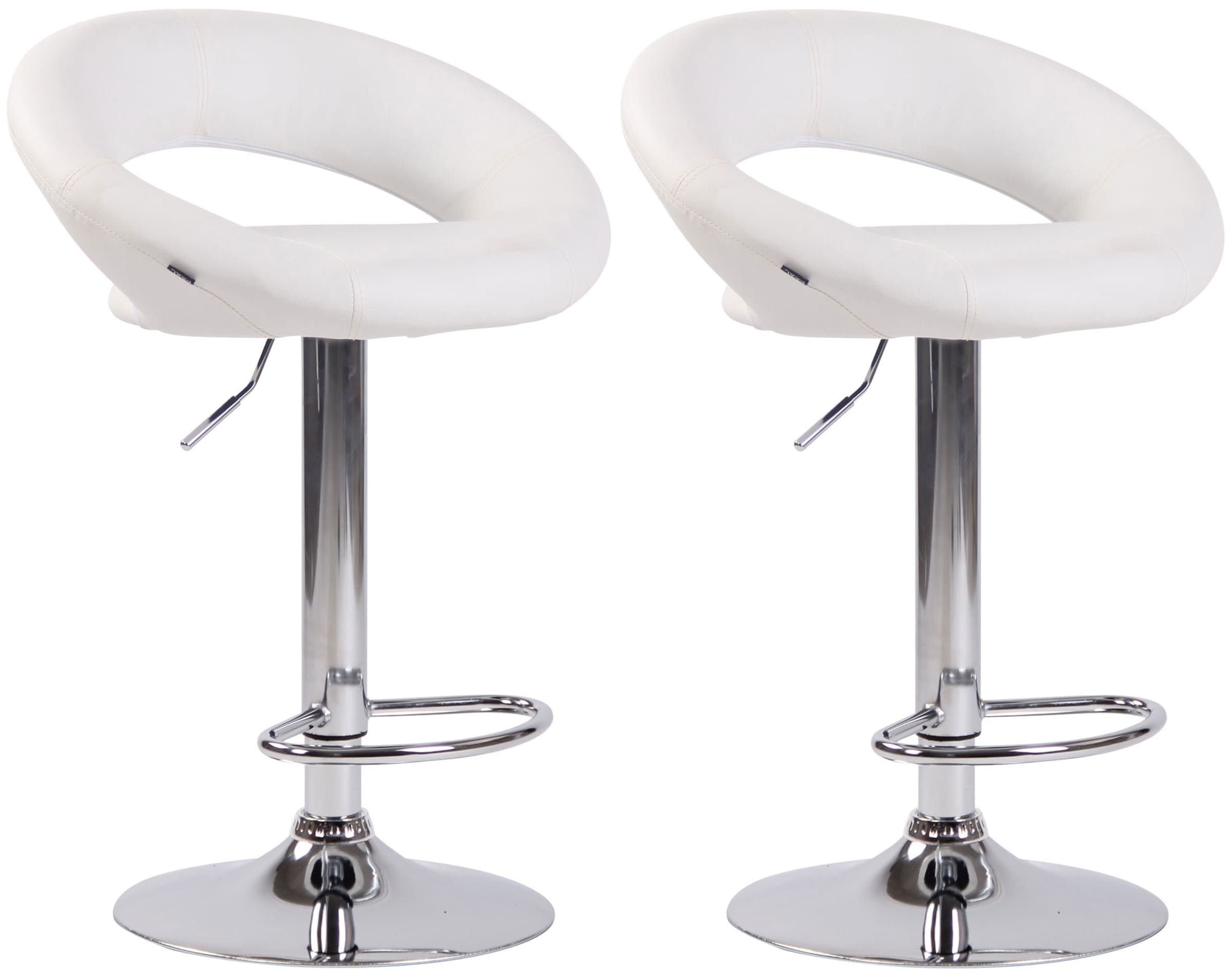 Lot De 2 Tabourets De Bar Olinda Simili Cuir Chromé Blanc