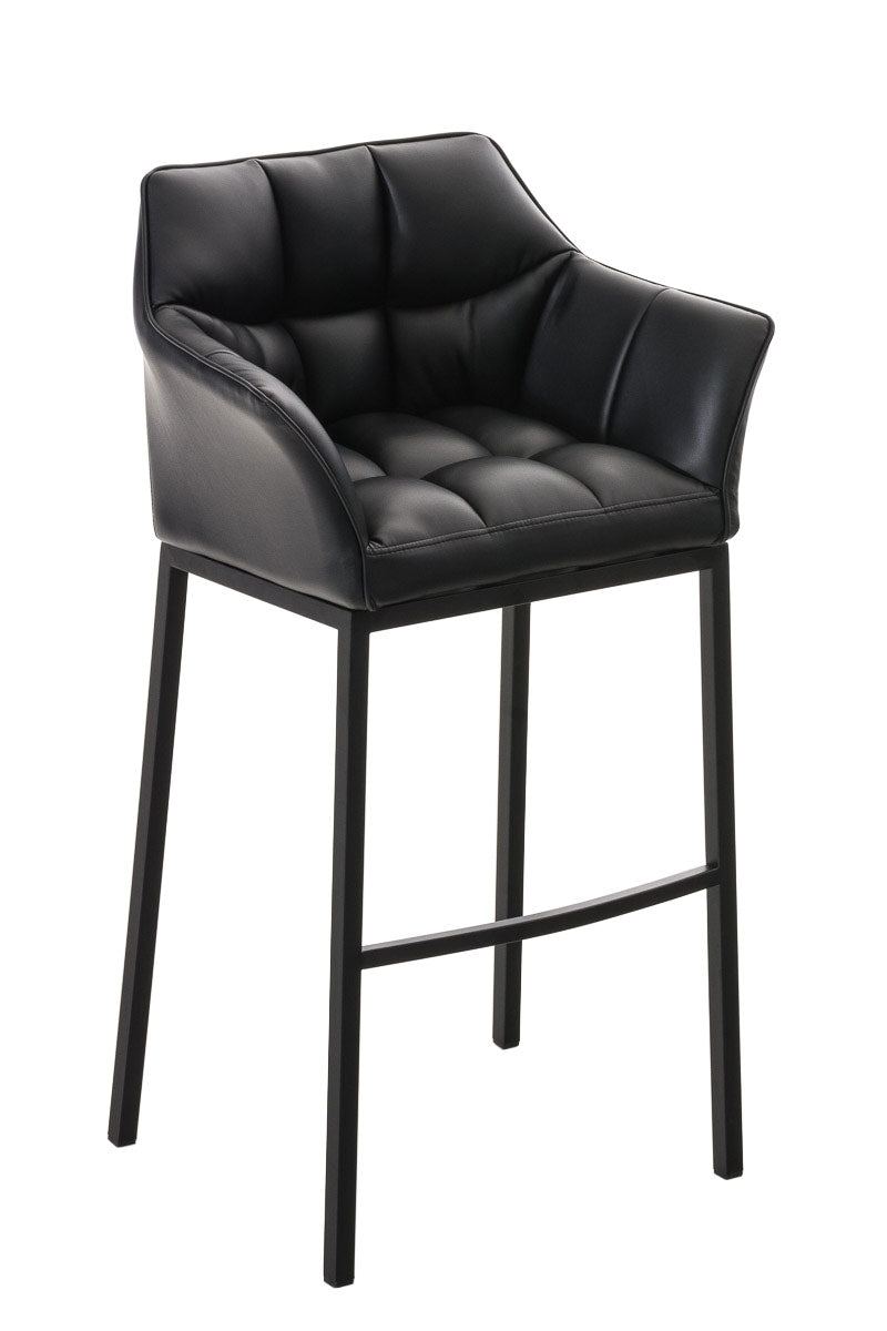 Tabouret De Bar Chaise Haute De Comptoir Couture Carrées Assise En Pvc Noir 4 10_0004684