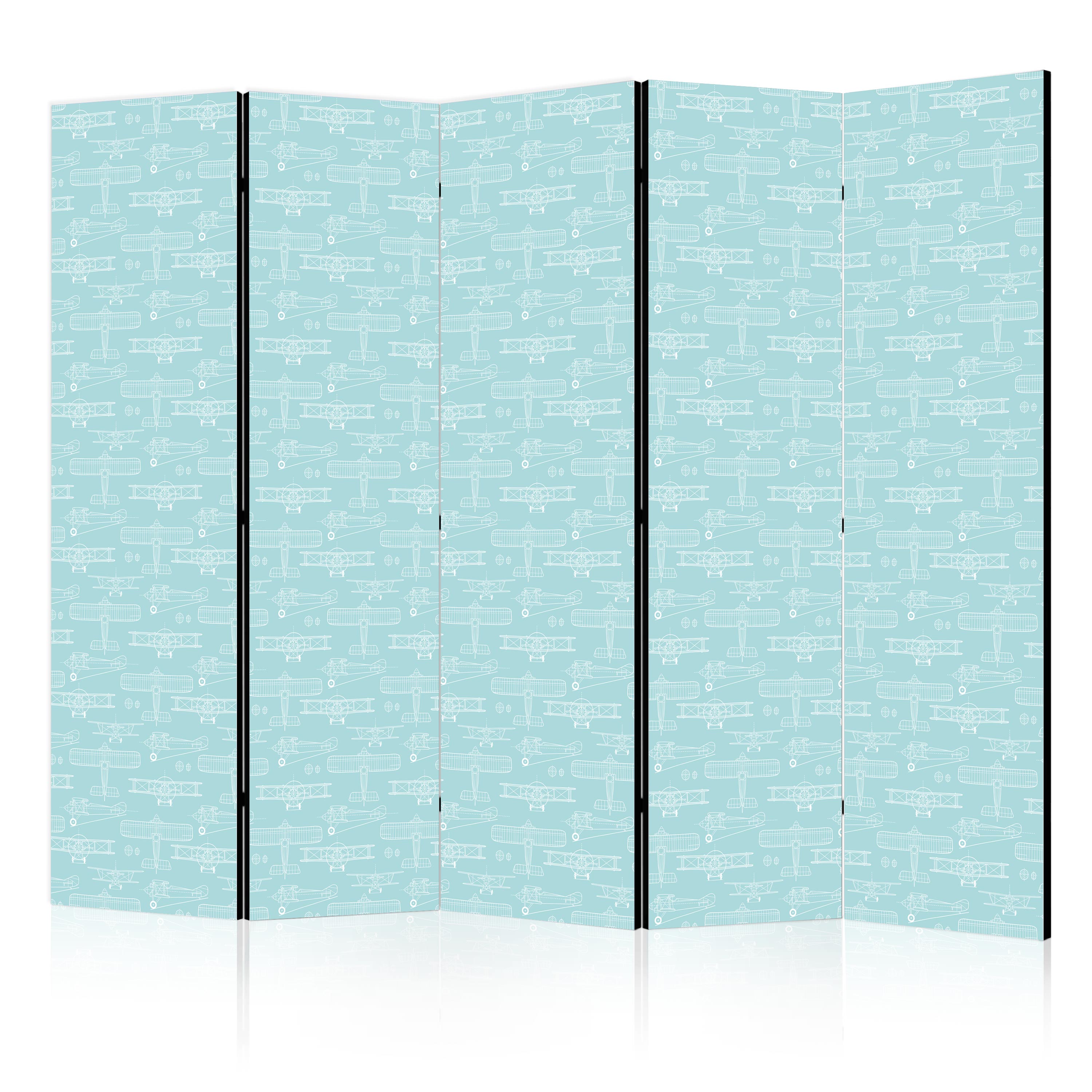 Paravent -esquisse D'un Avion En Blancturquoise 225x172