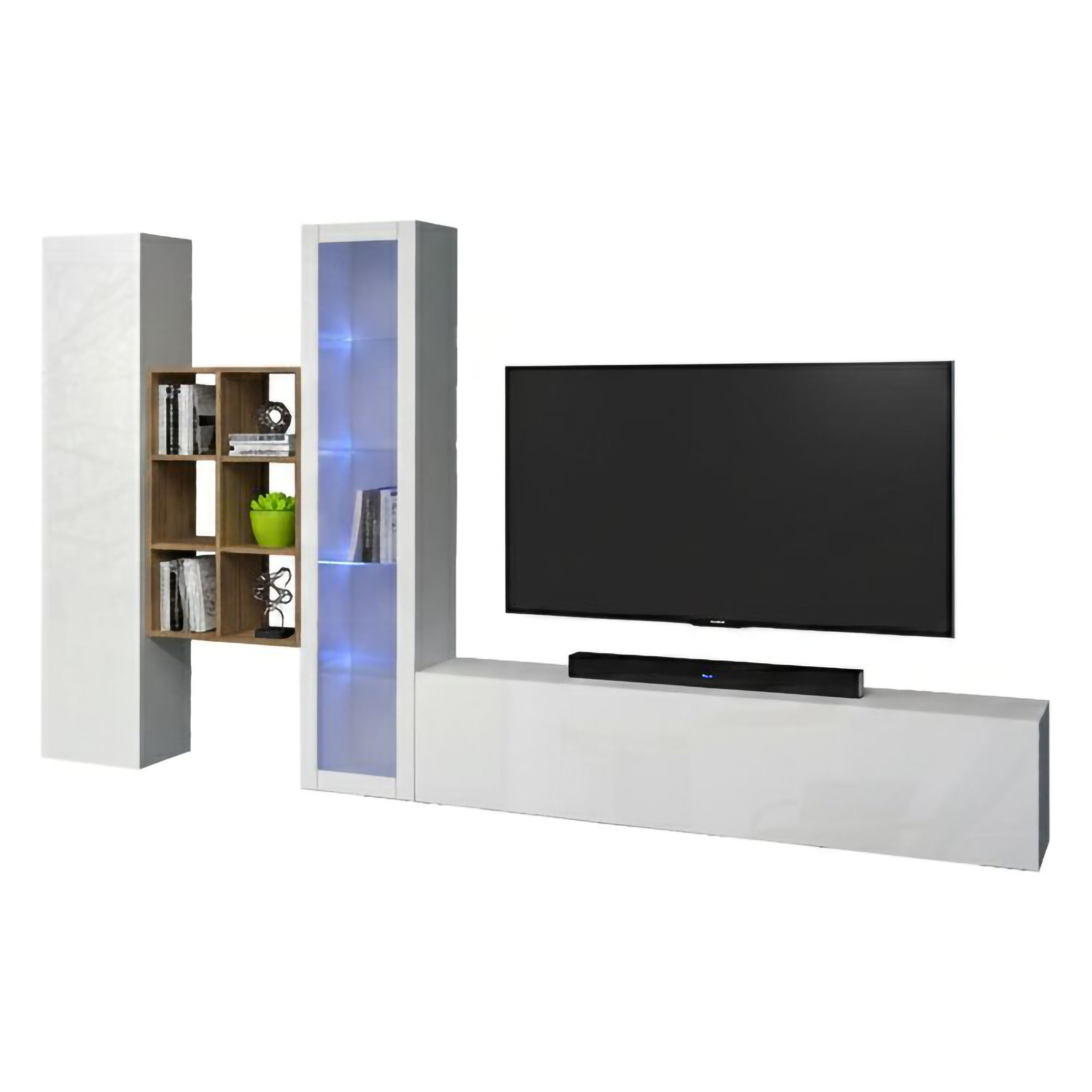Système Mural Dcragn, 320x30h180 Cm, Blanc Brillant