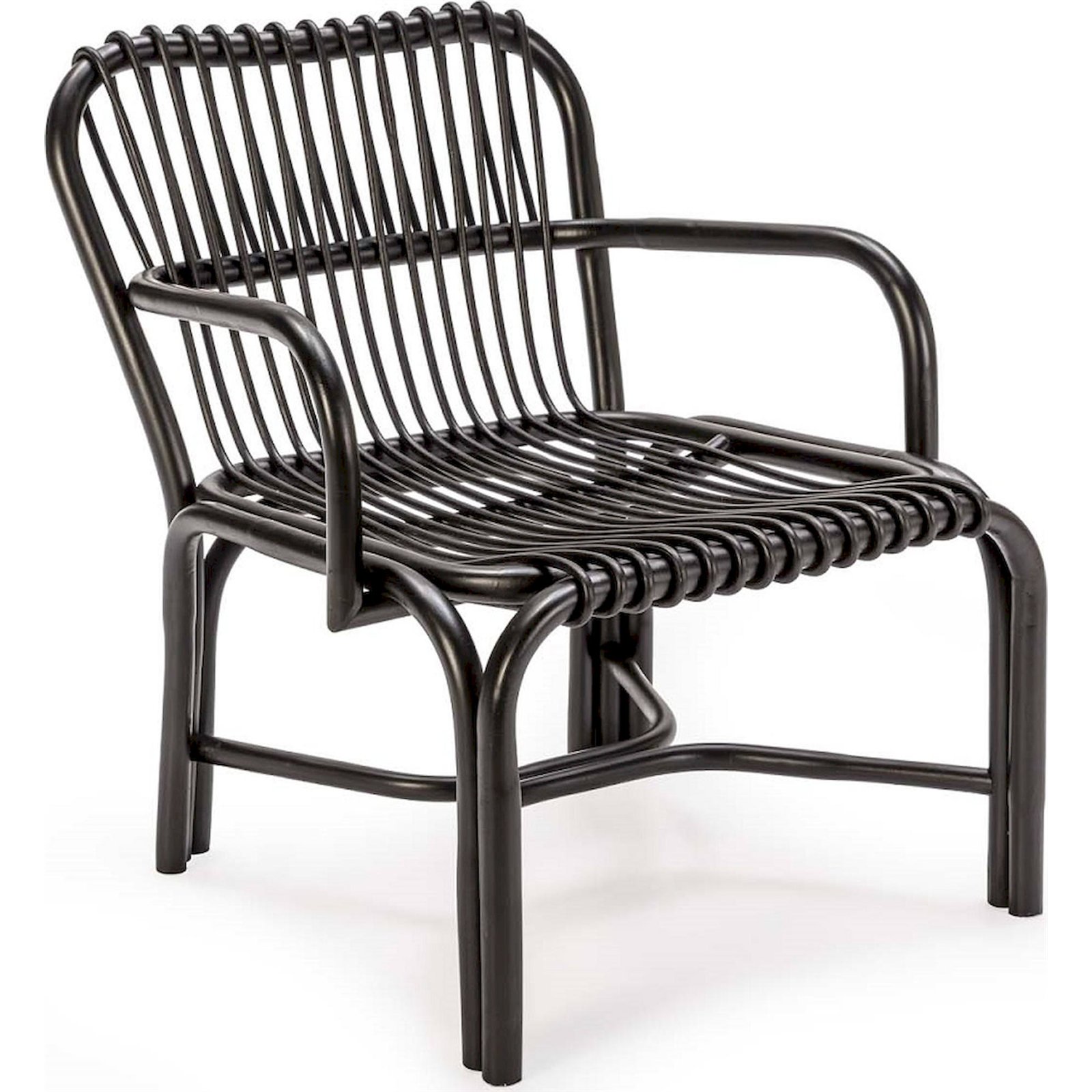 Fauteuil En Rotin Noir Au Design Naturel - Noir