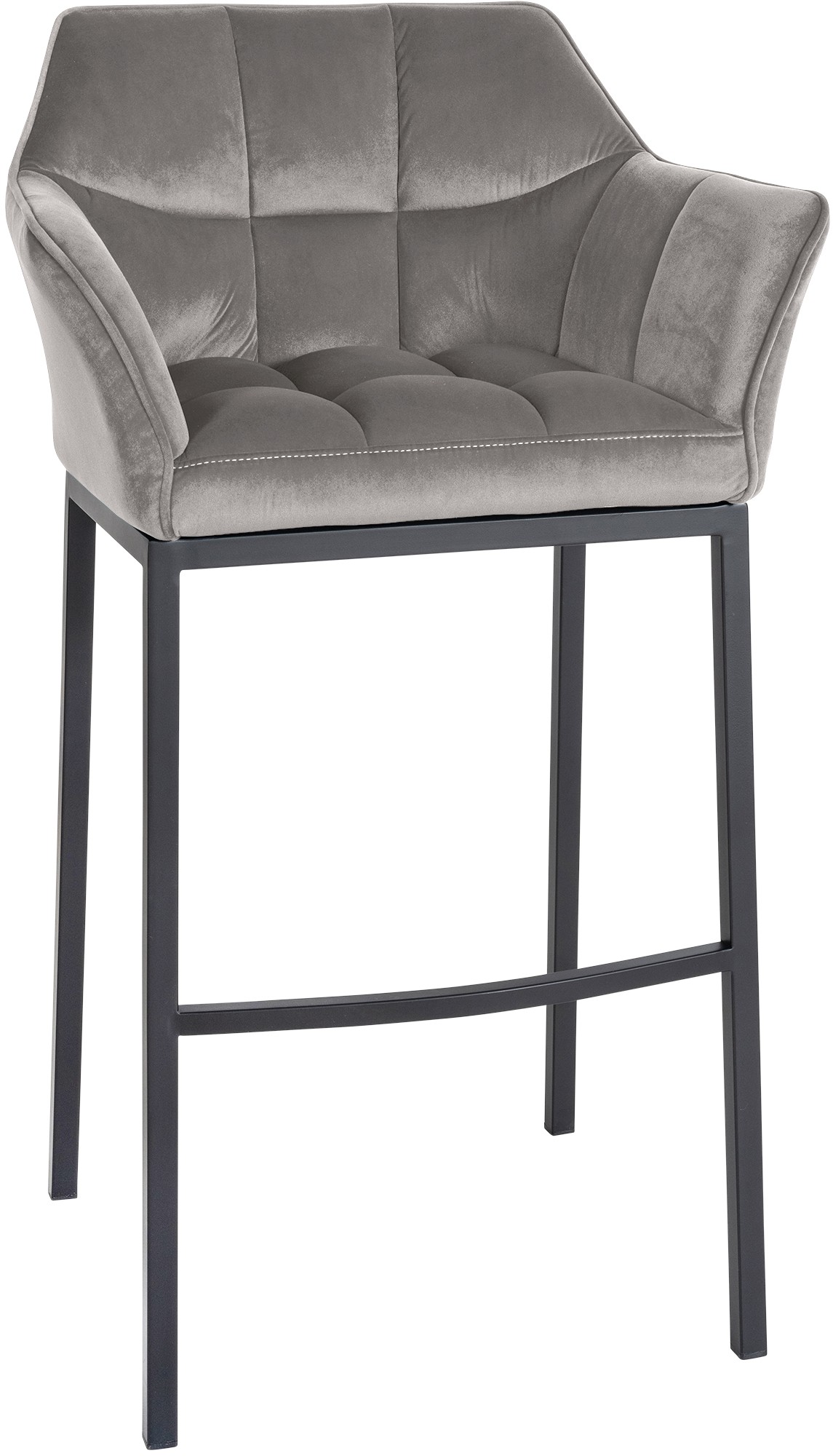Tabouret De Bar Damaso B Velours Avec Structure 4 Pieds Gris