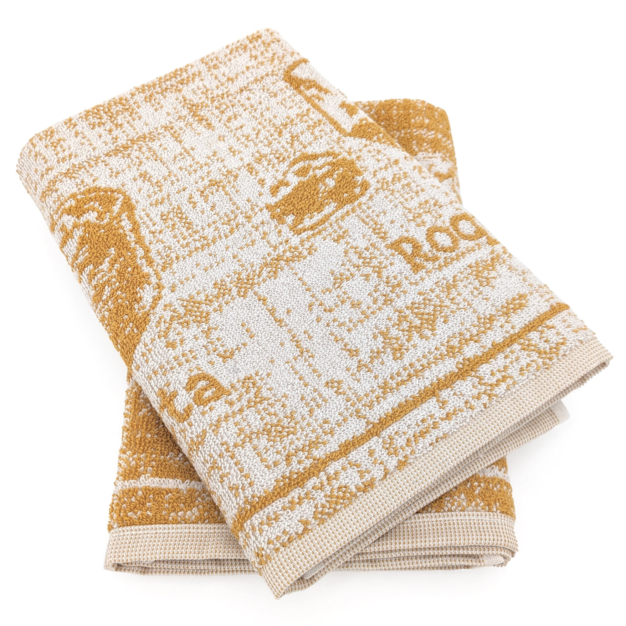 Lot De 2 Torchons De Cuisine Pur Coton Motif Fromage 50x50 Cm Cheese Jaune