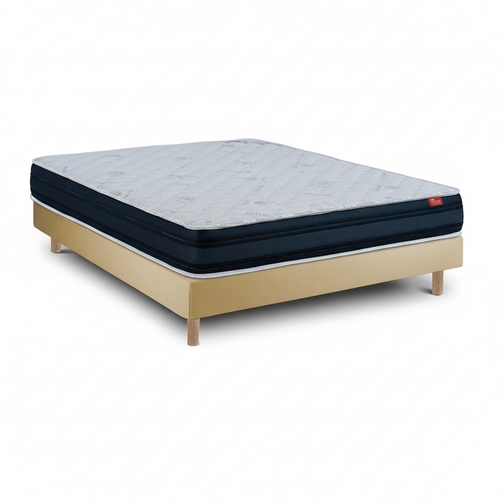 Ensemble Viscoflex Et Sommier Beige - Lit Avec Matelas 200 X 90 Cm Mercado Do Colchao