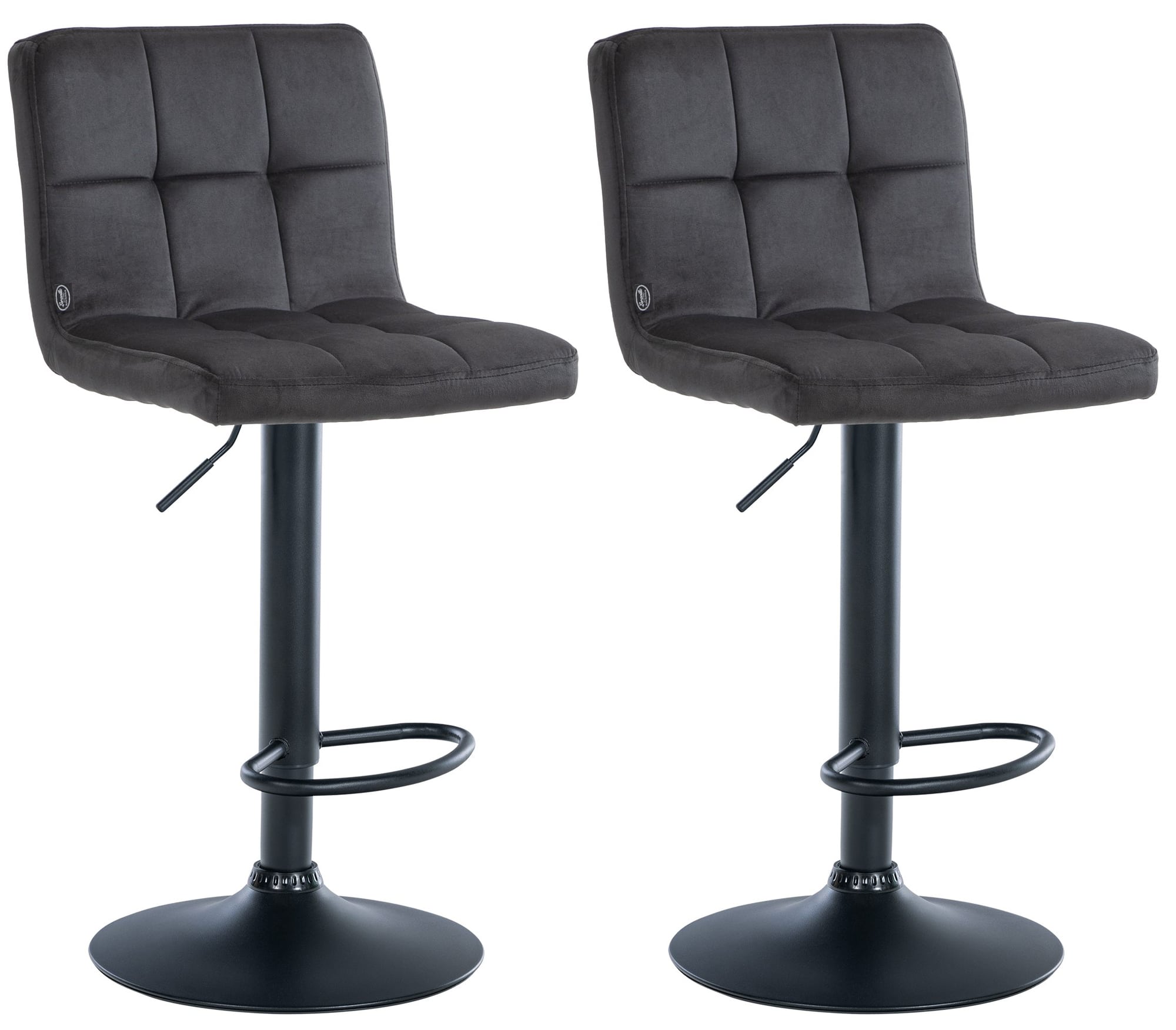 Lot De 2 Tabourets De Bar Peru Velours Noir Noir