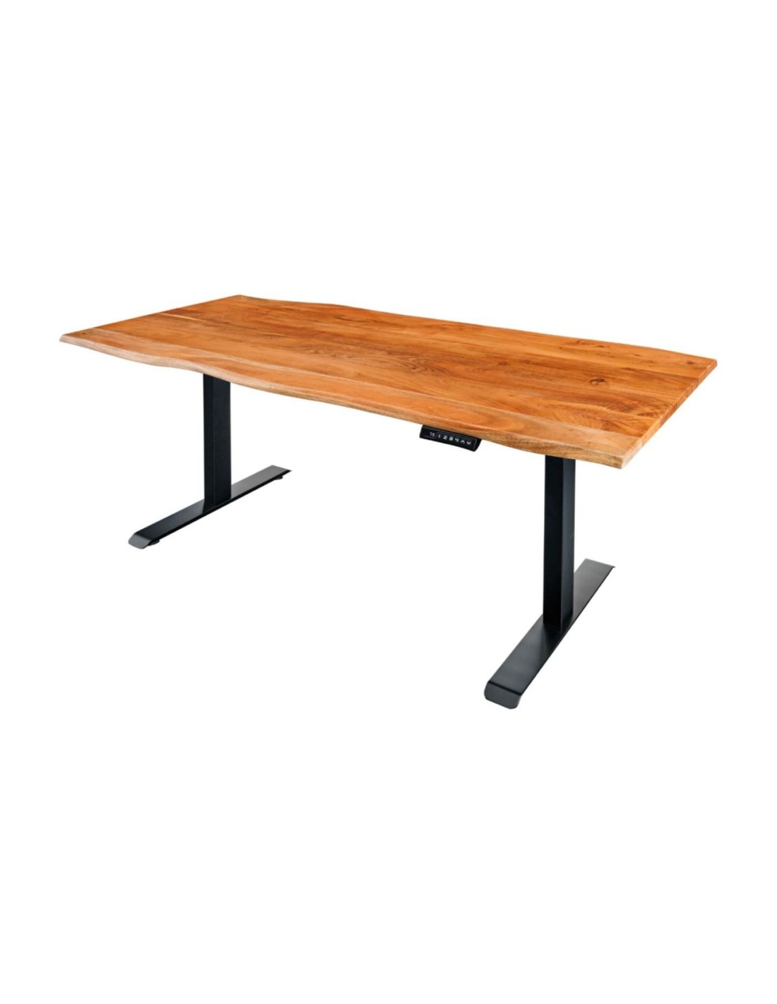 Bureau Électrique Haut De Gamme Arkaya 140 Cm En Acacia Massif À Bord Naturel - Hauteur Réglable