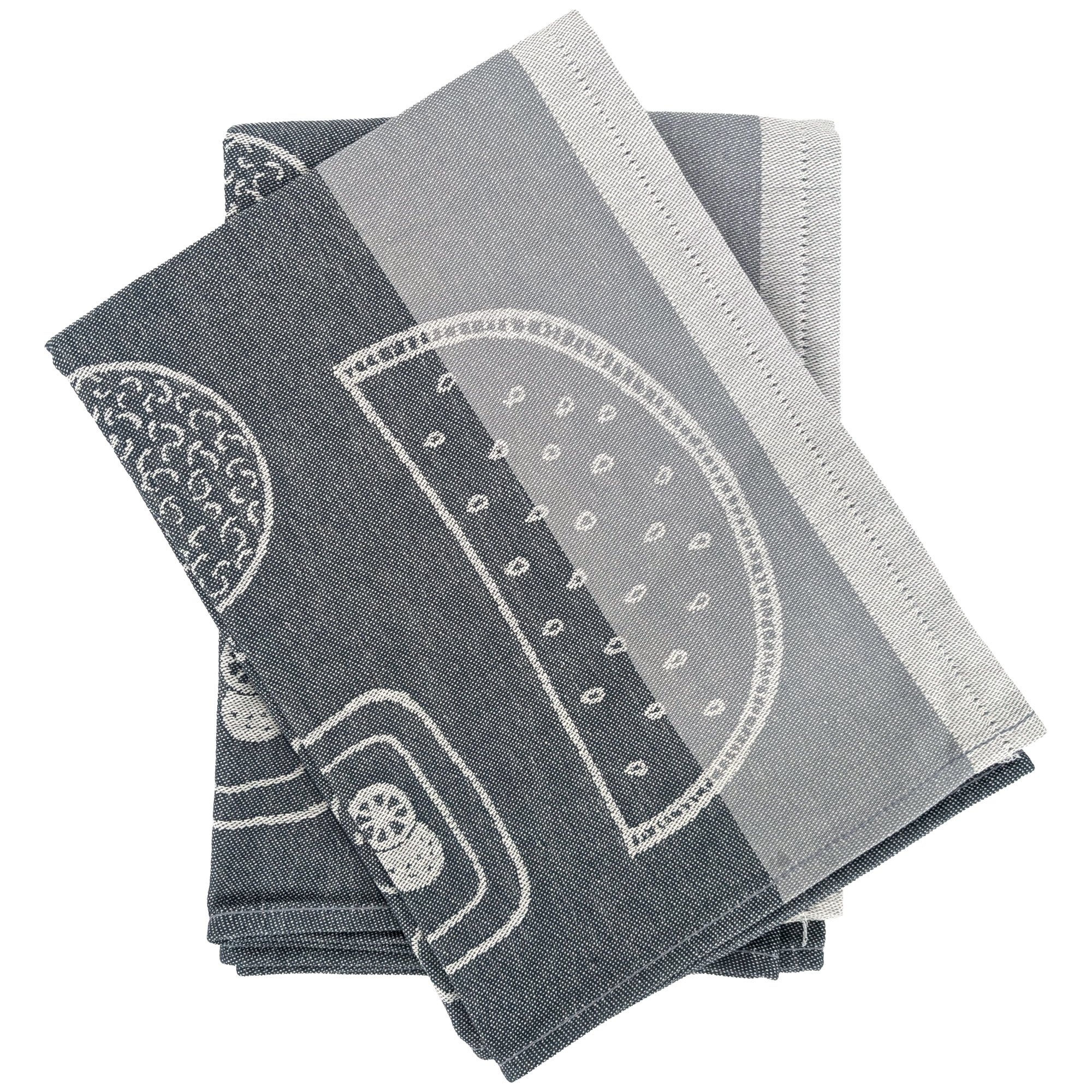 Lot De 2 Torchons De Cuisine Toile Fruitful 50x70 Cm Gris Acier