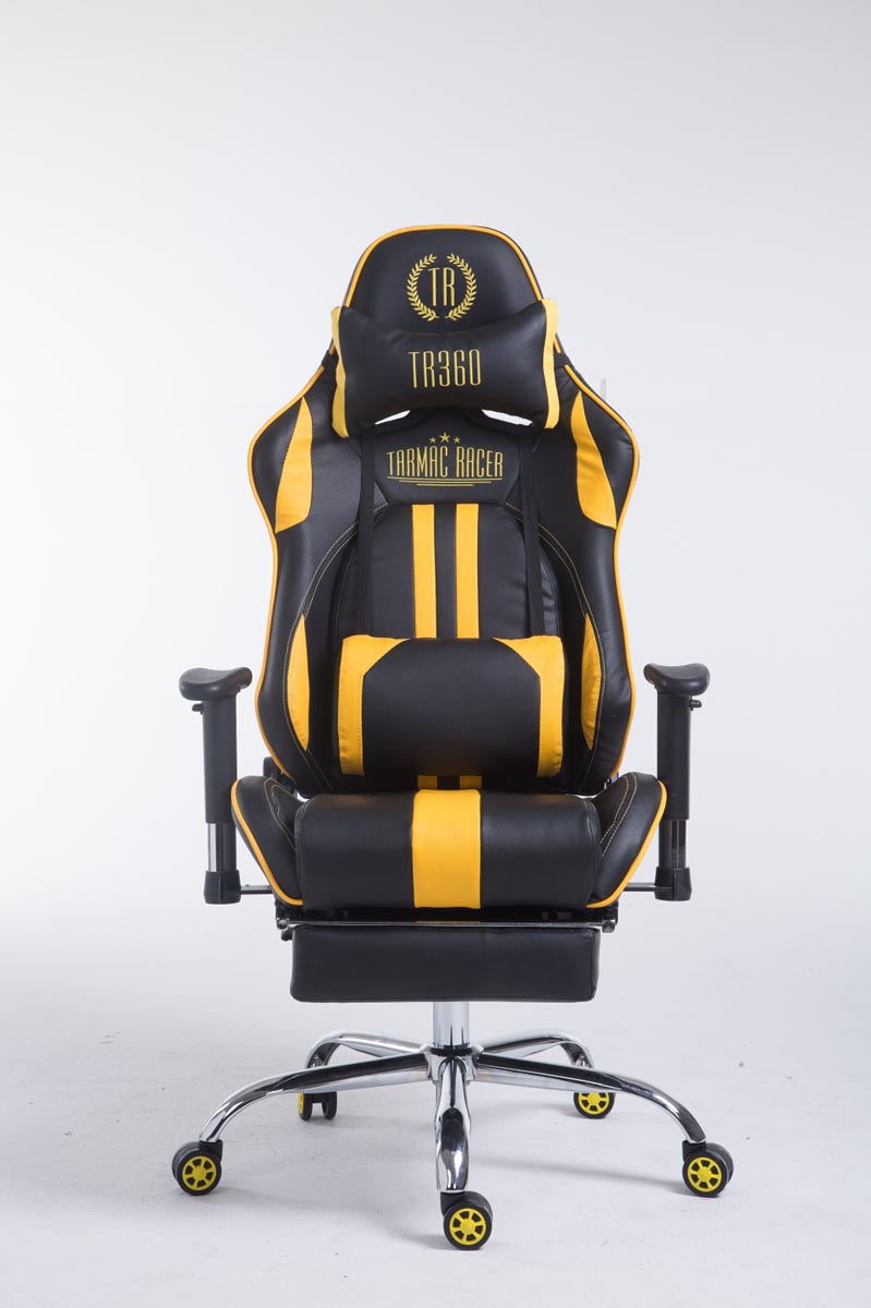 Chaise De Bureau Racing Limit V2 En Cuir Artificiel Avec Repose-pieds Noir/jaune