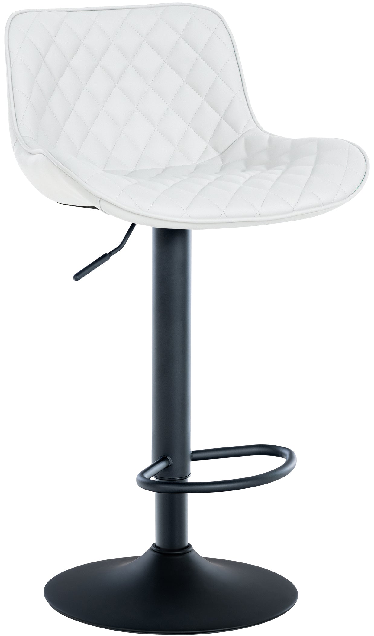 Tabouret De Bar X1 Assise Avec Coutures Décoratives Losange En Pvc Blanc Et Pieds 10_0005224