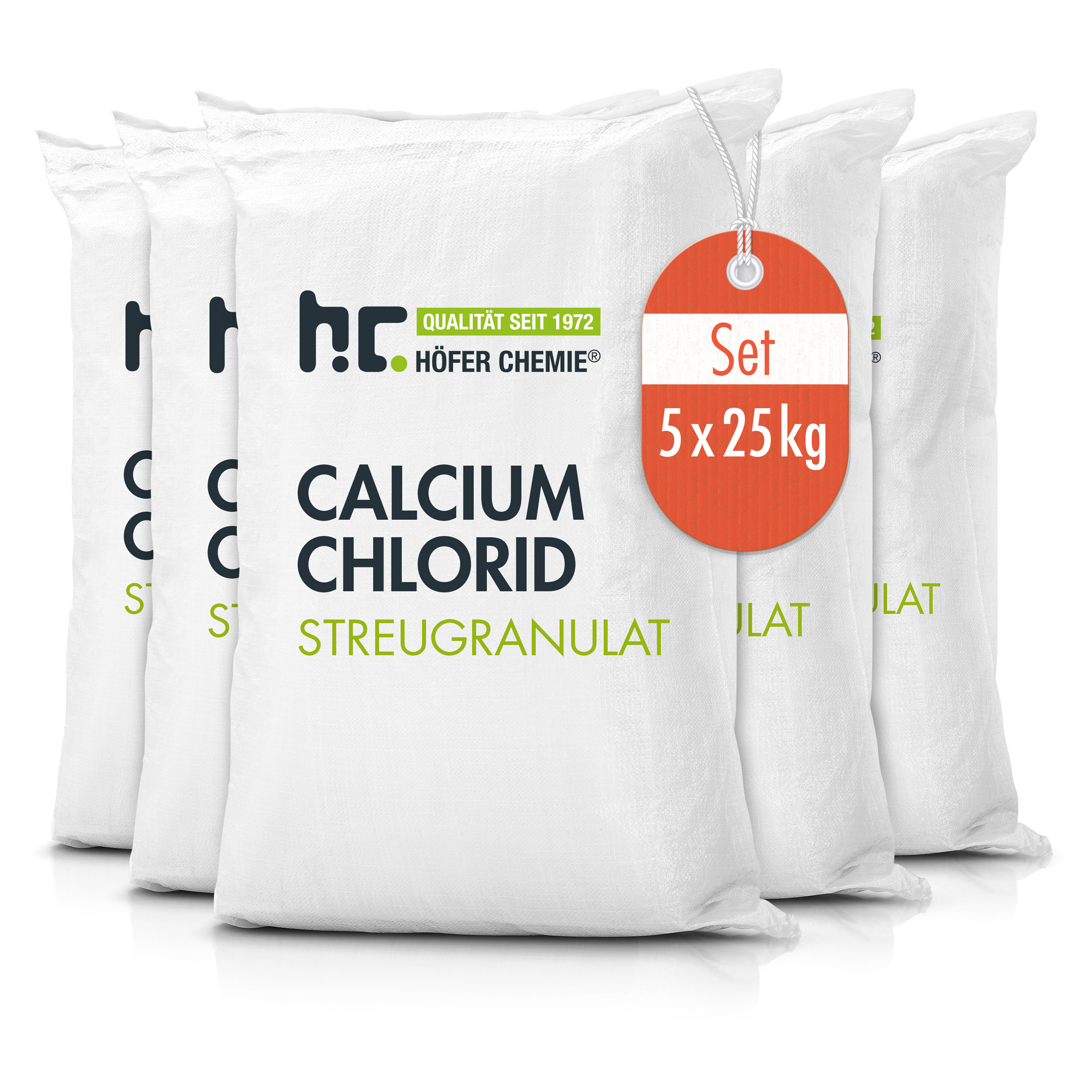Höfer Chemie® Chlorure De Calcium 5 X 25 Kg - Sel De Déneigement Et Déshumidificateur Polyvalent