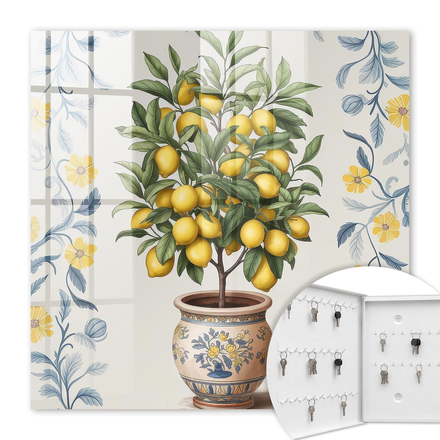 Armoire À Clés - (30 Cm X 30 Cm) - Boîte À Clés Murale - Coffret De Rangement Pour Clés - Couleur Blanche - Ouverture Vers La Gauche - Pour Maison Et Bureau - Citronnier