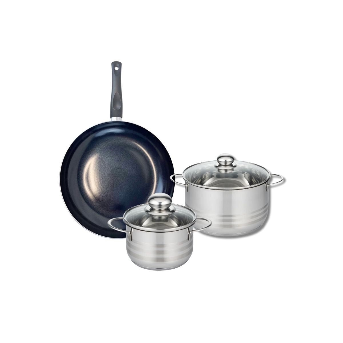 Batterie 1 Poêle 28cm + 2 Faitouts 16/20cm Prima Brillant