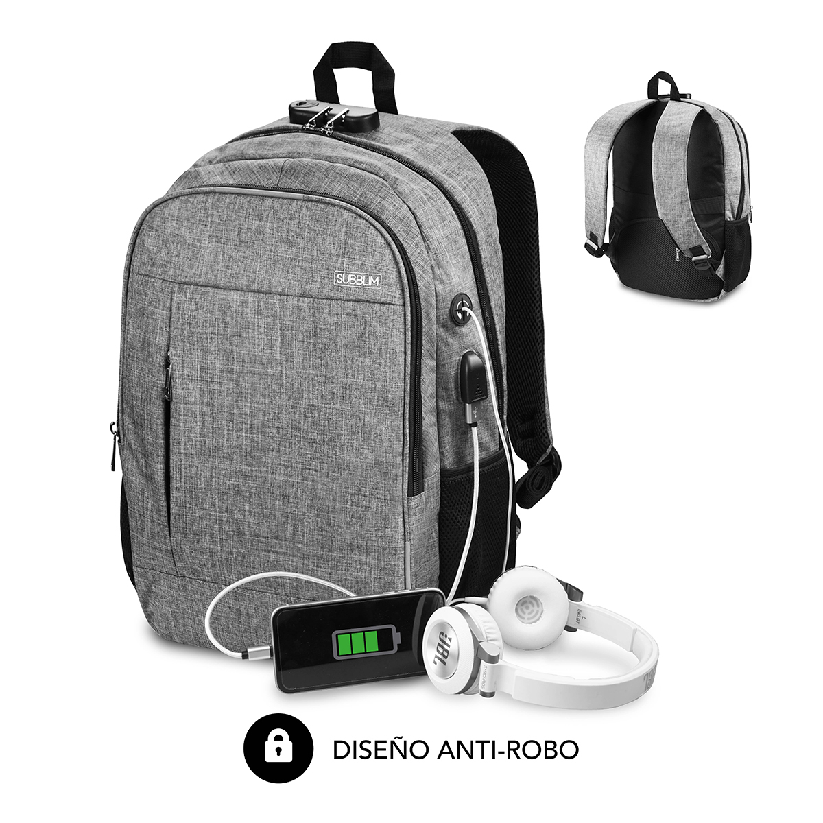 Subblim Sub-bp-1ul0001 Sac À Dos Gris Oxford