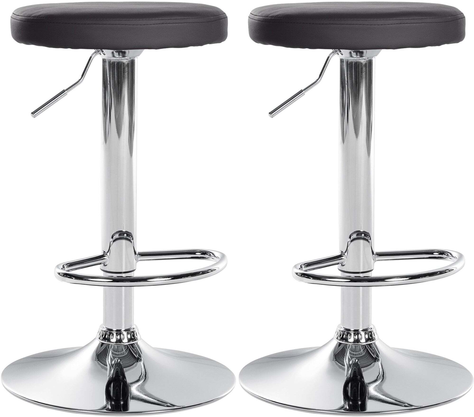 Lot De 2 Tabourets De Bar Design Simple Avec Assise En Synthétique Noir Et Tdb10694