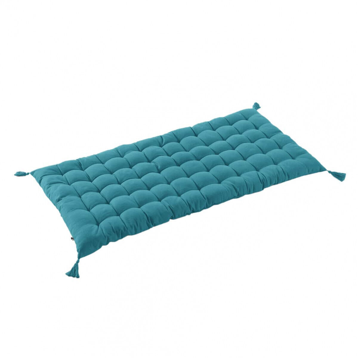 Sophie - Matelas De Sol Avec Pompons 60x120cm Coton Coloris Paon