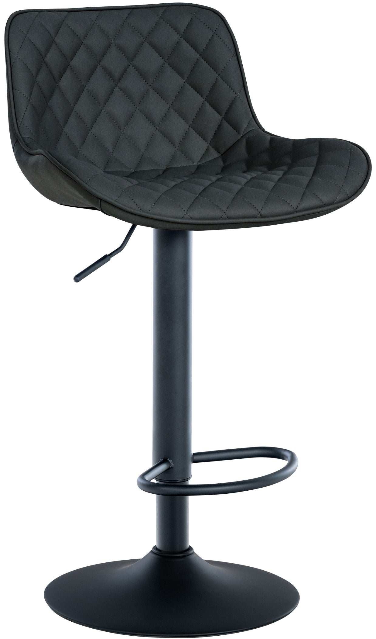 Tabouret De Bar X1 Assise Avec Coutures Décoratives Losange En Pvc Noir Et Pieds 10_0005223