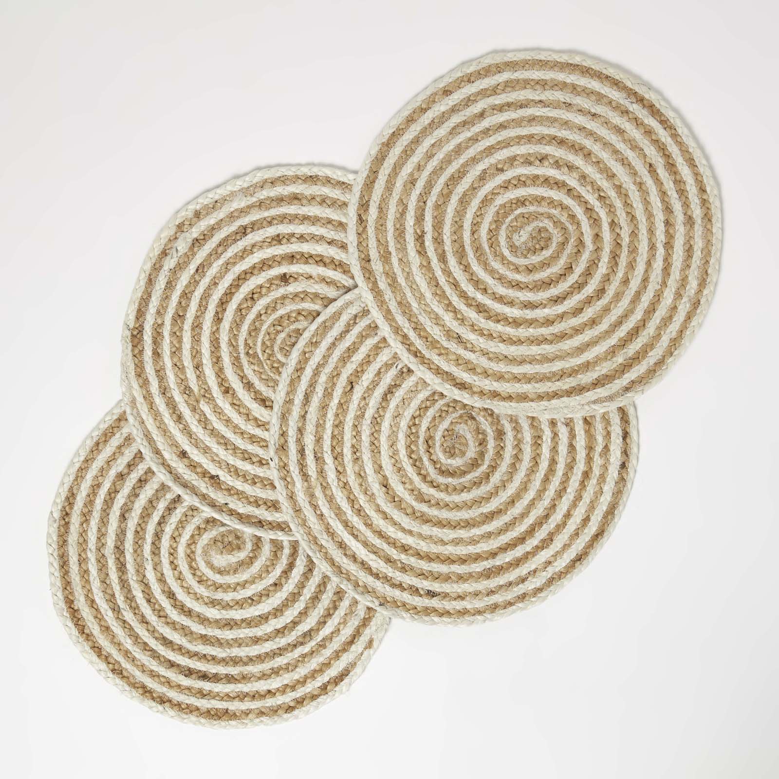 Set De Table Rond En Jute Spirale Lot De 4 - Homescapes