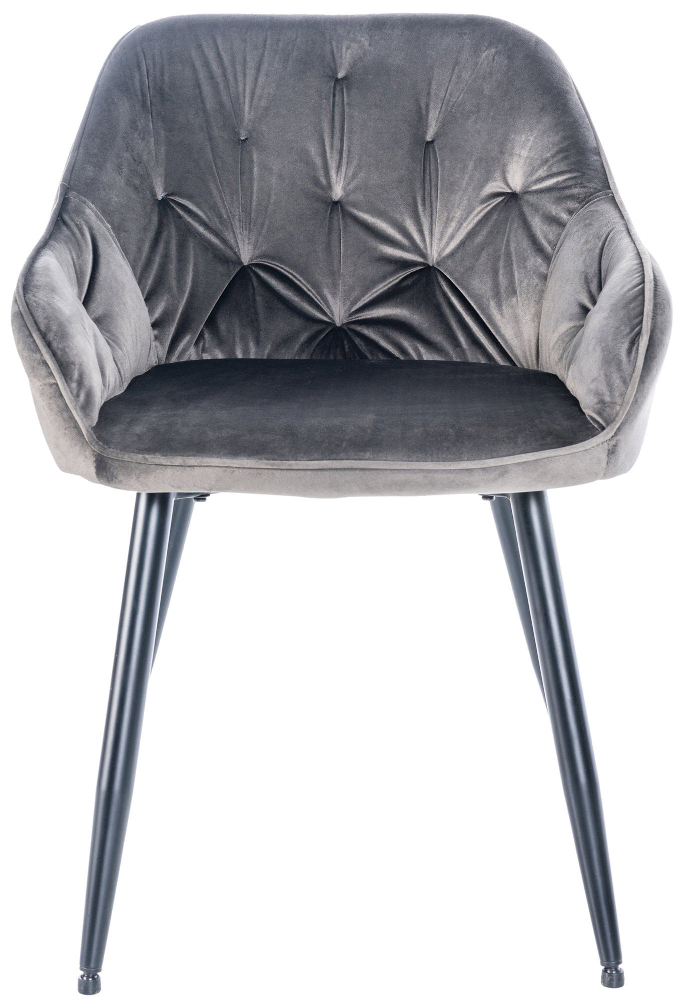 Chaise Visiteur En Velours Cassis Gris Foncé