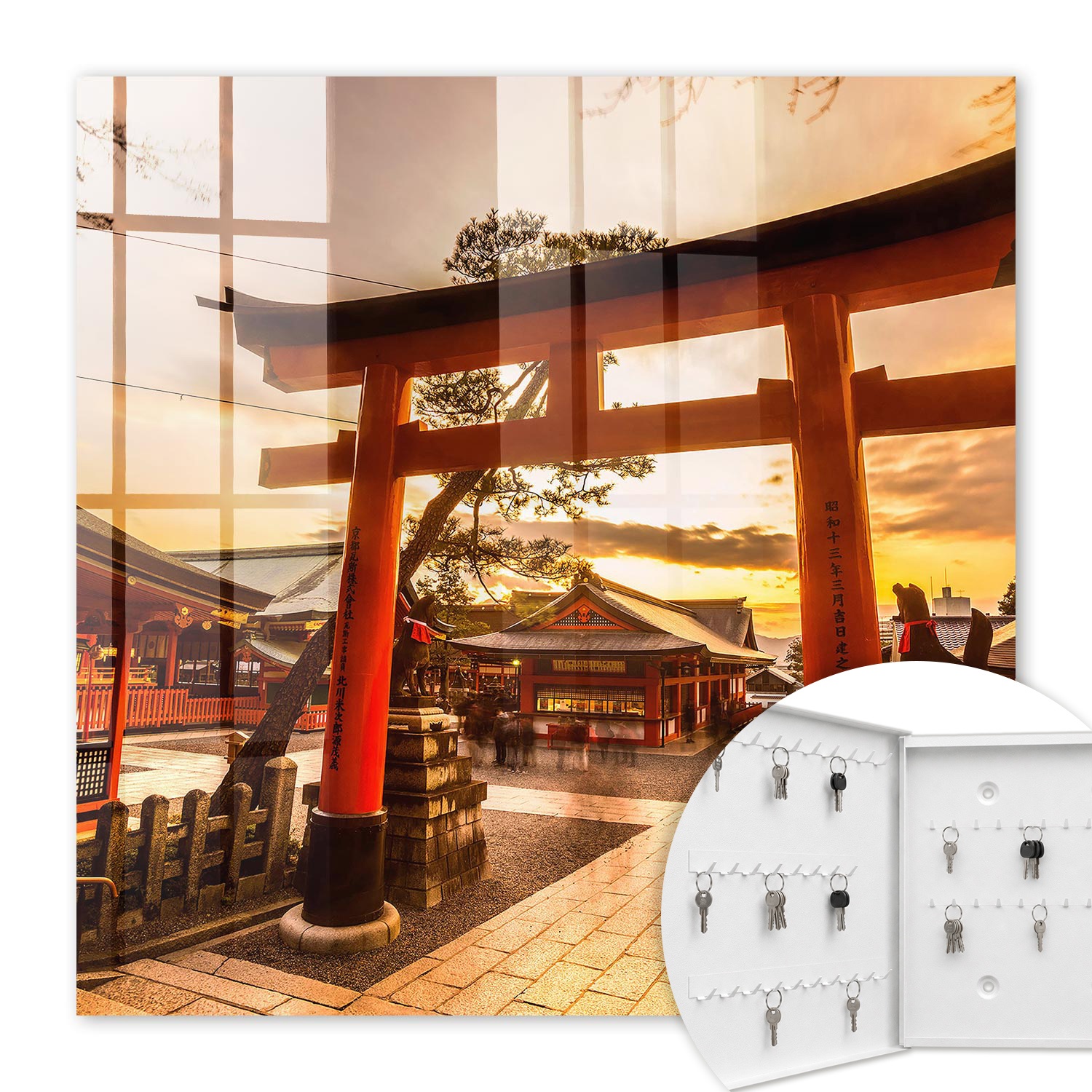 Armoire À Clés - (30 Cm X 30 Cm) - Boîte À Clés Murale - Coffret De Rangement Pour Clés - Couleur Blanche - Ouverture Vers La Gauche - Pour Maison Et Bureau - Porte Japonaise