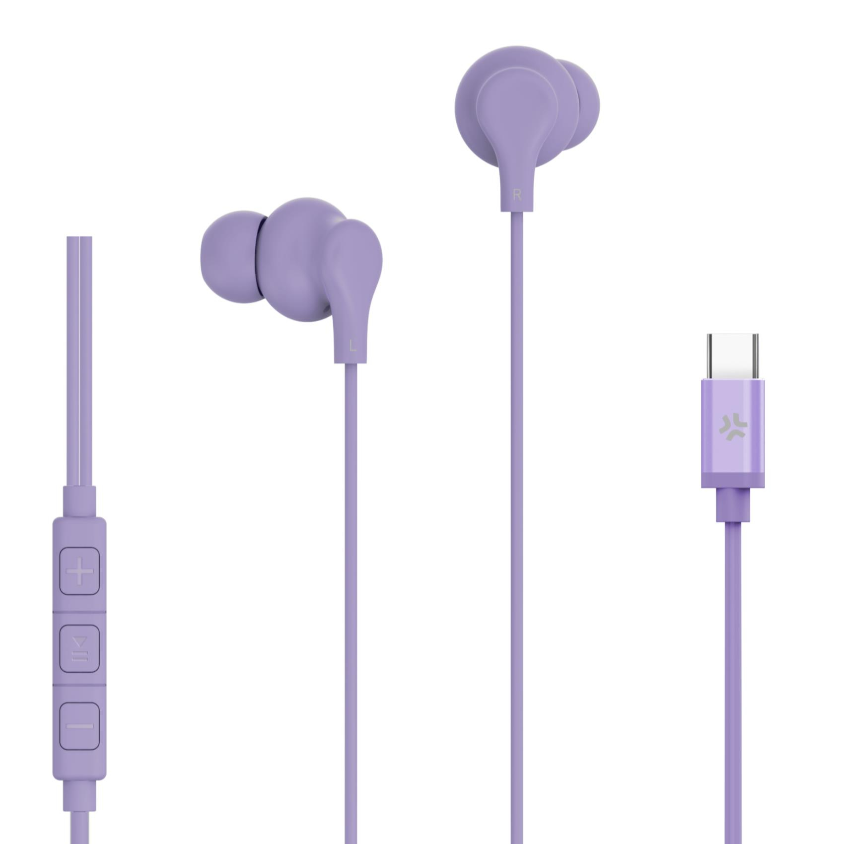 Celly Up1600typecvl Casque Avec Fil Ecouteurs Appels/musique Usb Type-c Violet