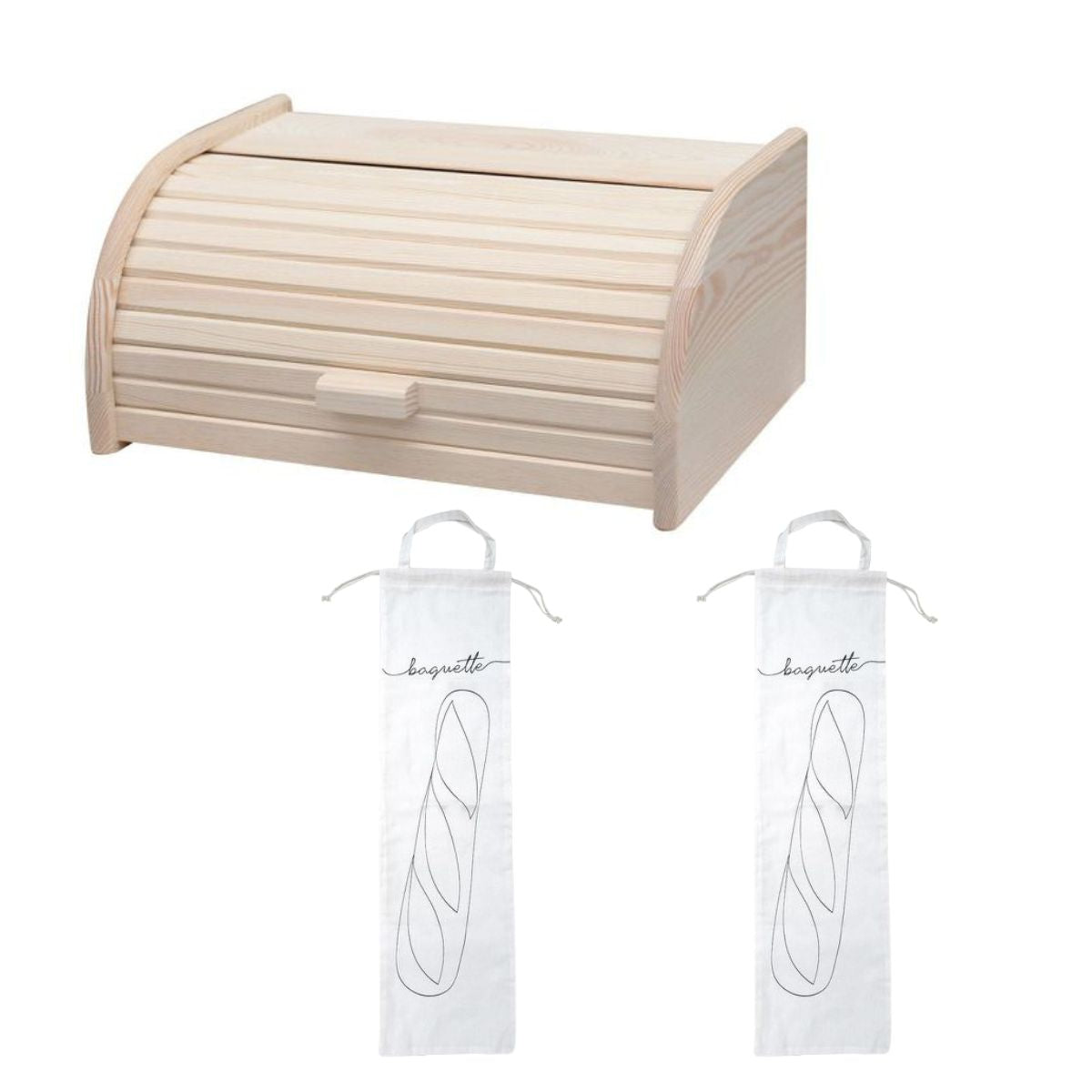 Set De 3 Ustensiles Le Pain Huche À Pain Et 2 Sacs Boissellerie