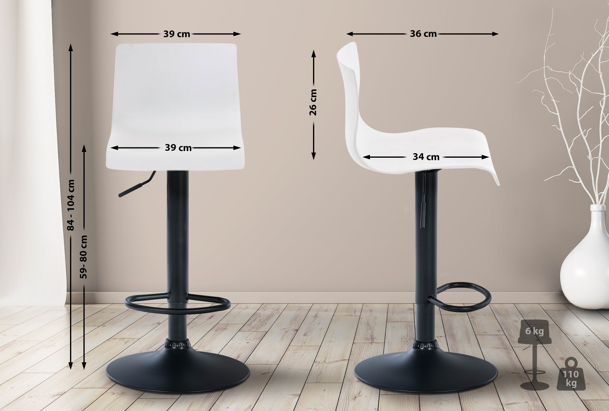 Tabouret De Bar Hoover B Blanc