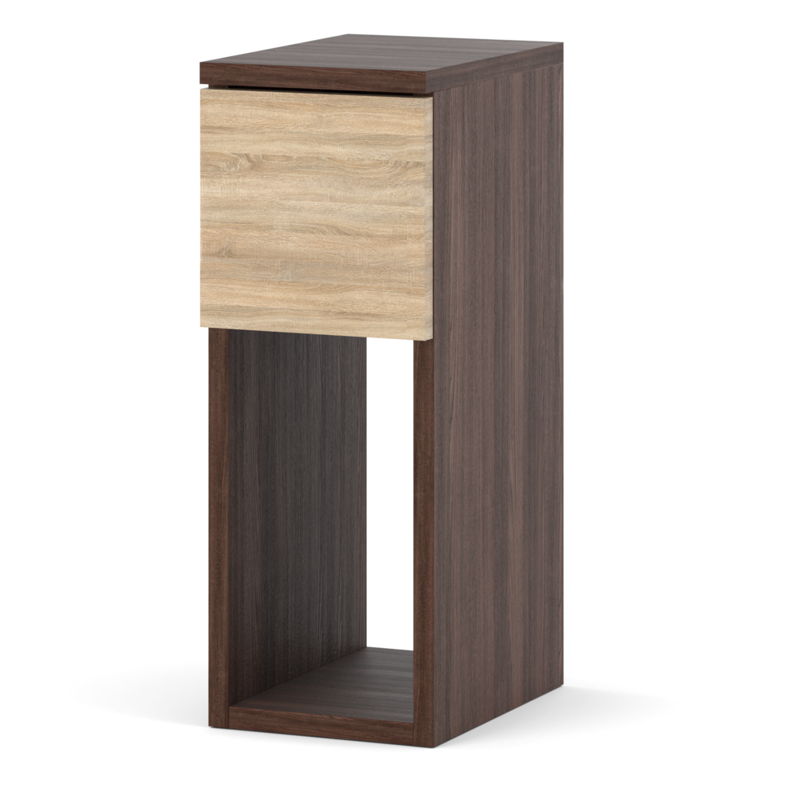Table De Chevet Wengé & Chêne Sonoma 20 Cm - Table D'appoint Élégante Avec Tiroir Pour Chambre À Coucher