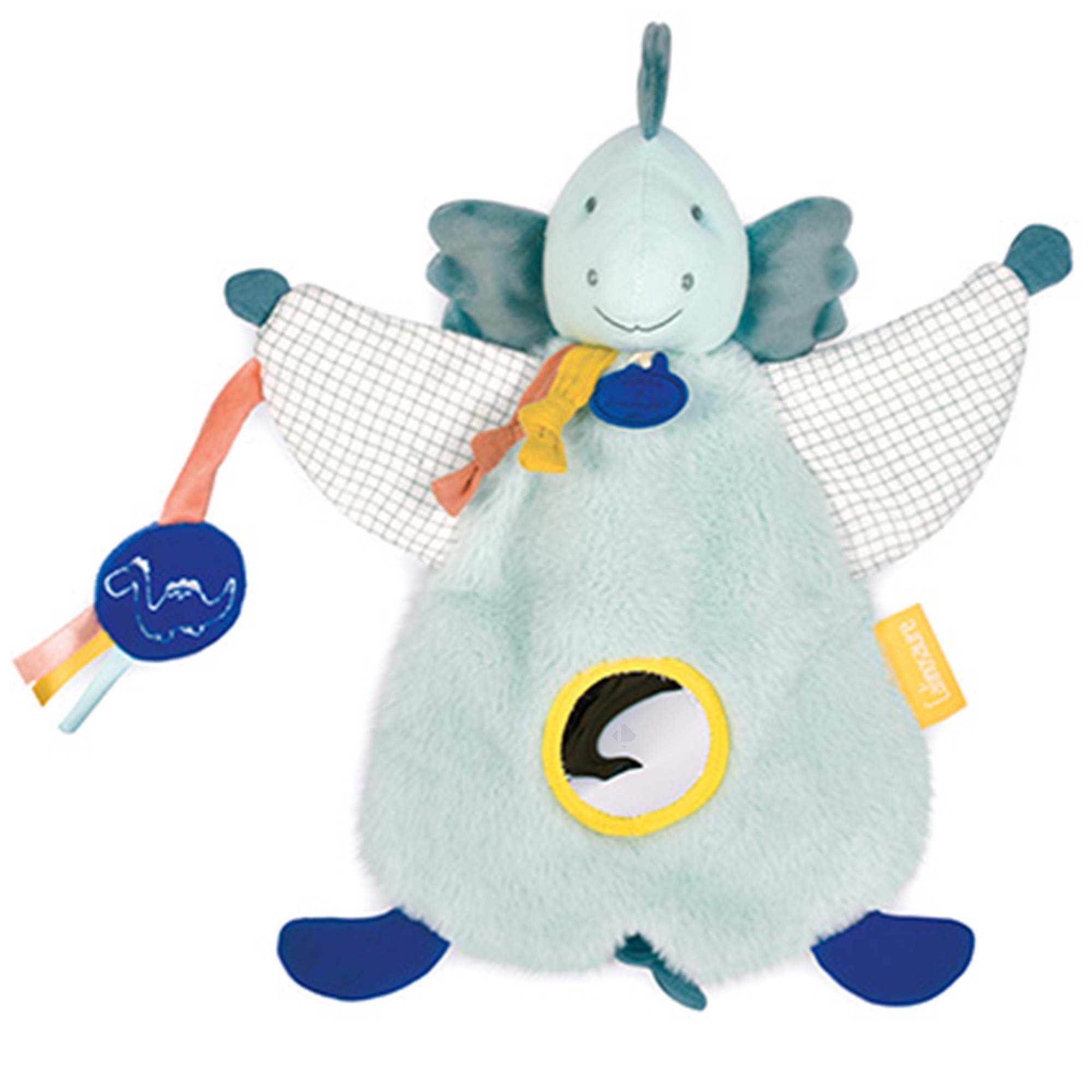 Doudou Marionnette D'éveil 25 Cm Polyester Dinosaure Filou Bleu